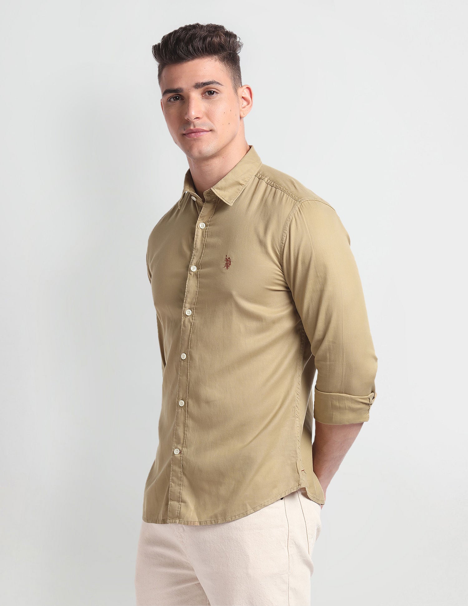 Twill Slim Fit Solid Shirt