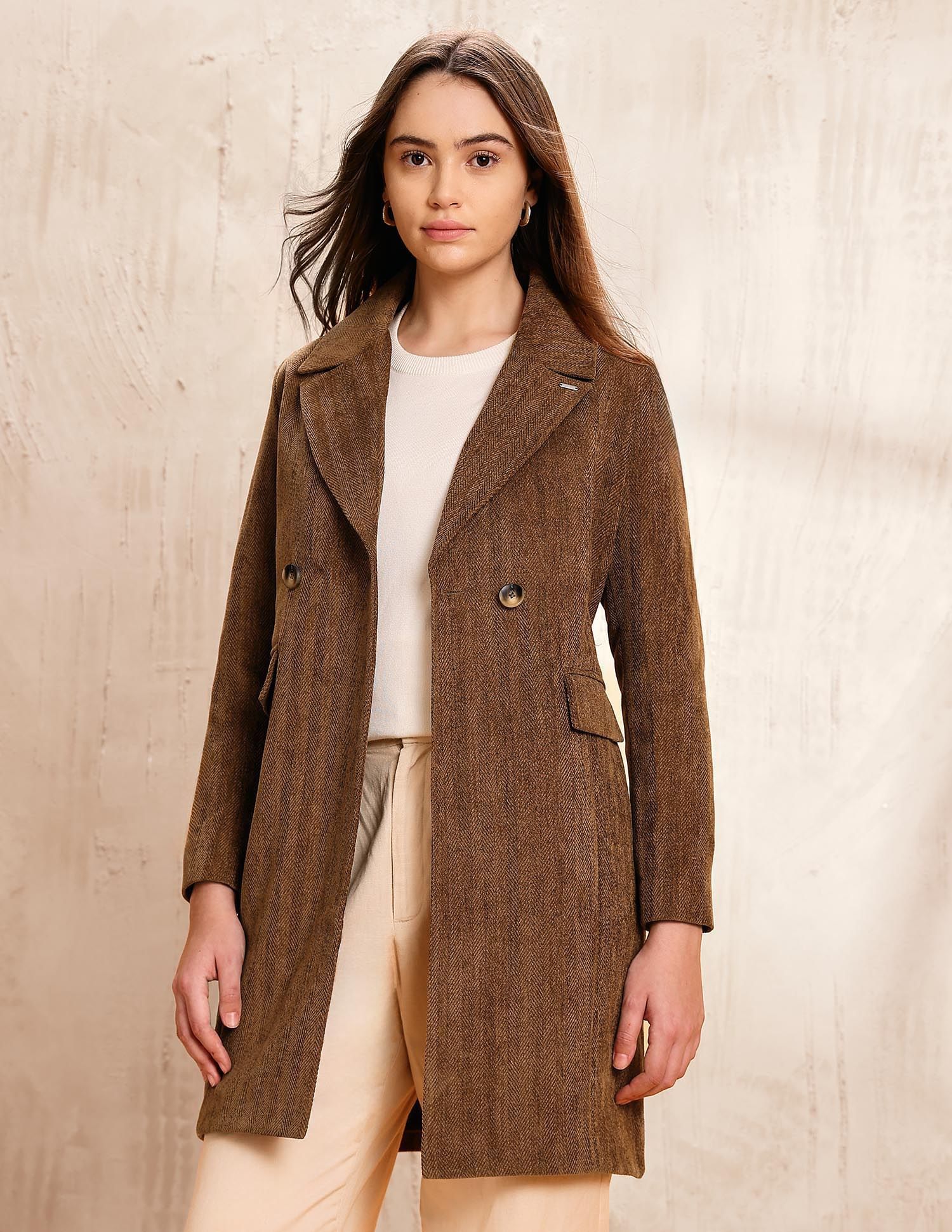 Double Breasted Notch Lapel Coat