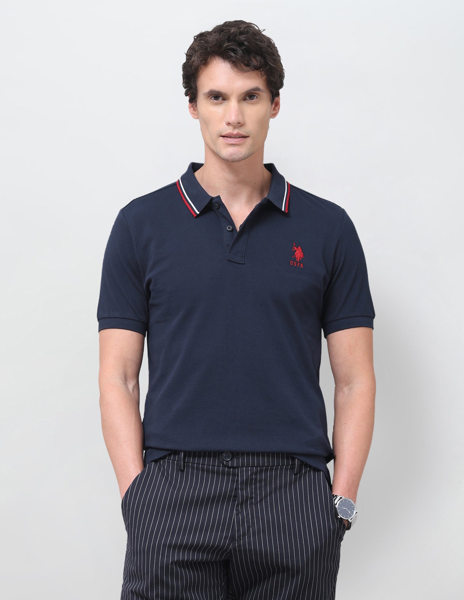 Solid Regular Fit Polo Shirt Navy - U.S. Polo Assn. India | Large