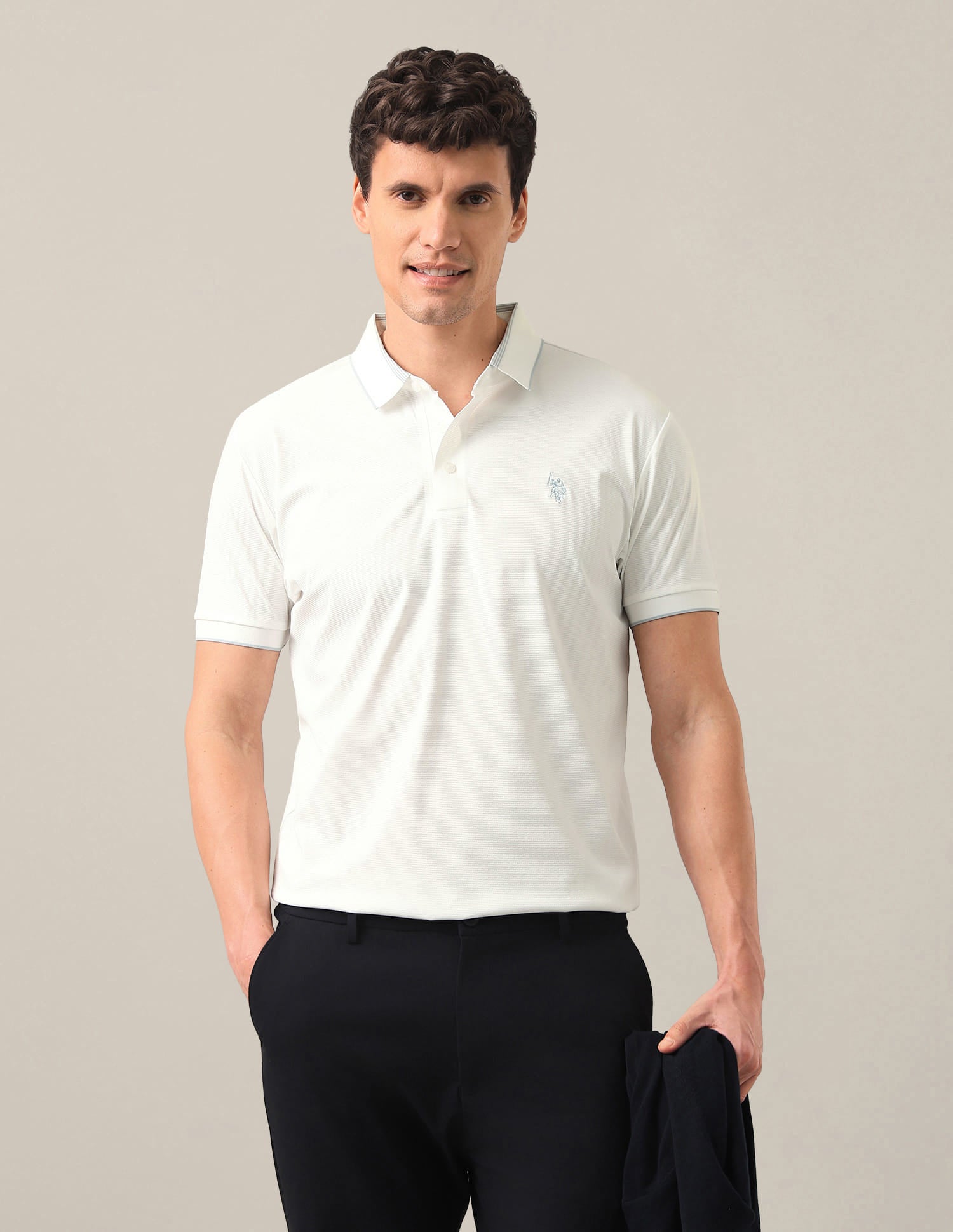 Solid Slim Fit Polo Shirt White - U.S. Polo Assn. India | Large