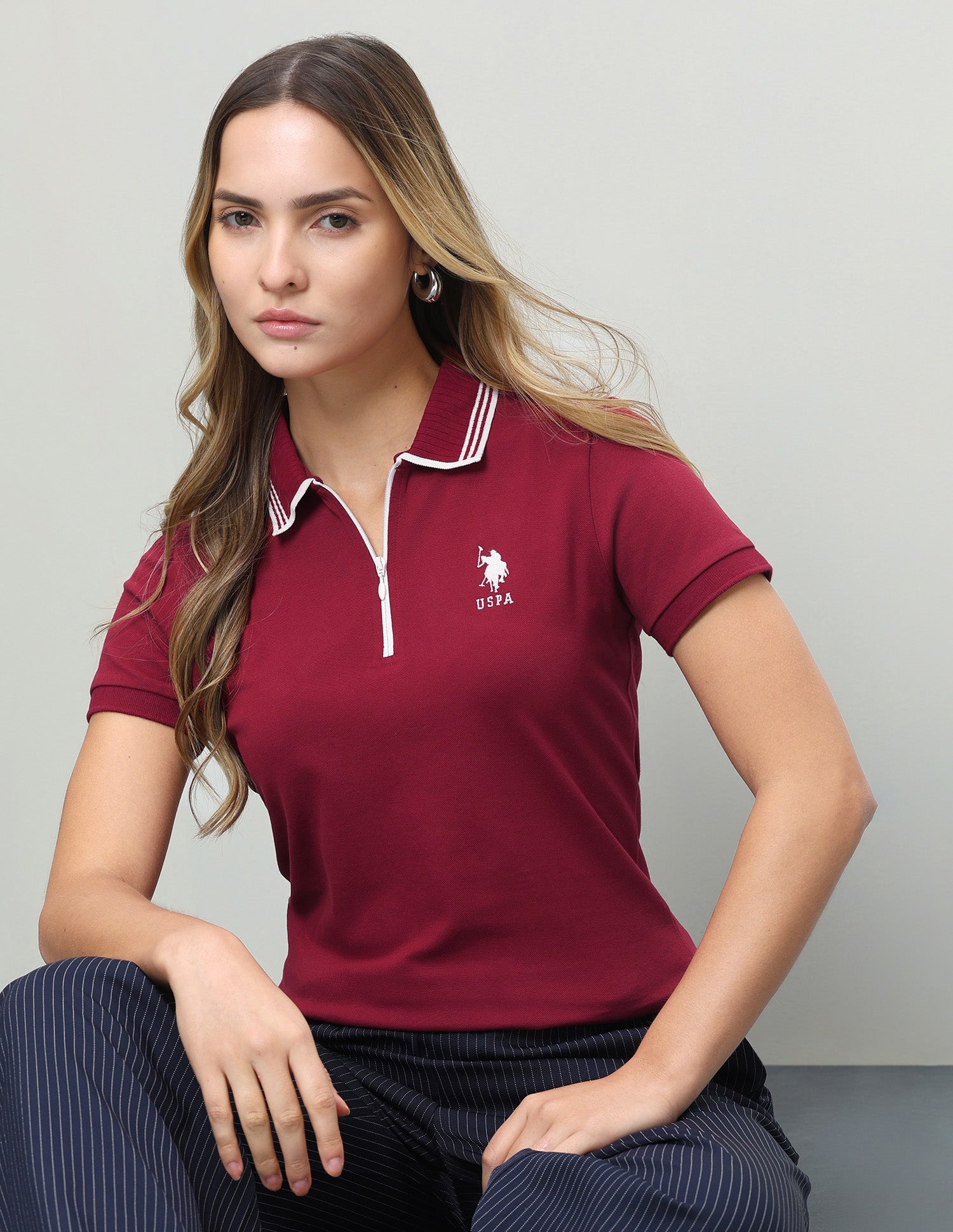 Solid Regular Fit Polo Shirt Maroon - U.S. Polo Assn. India | Large