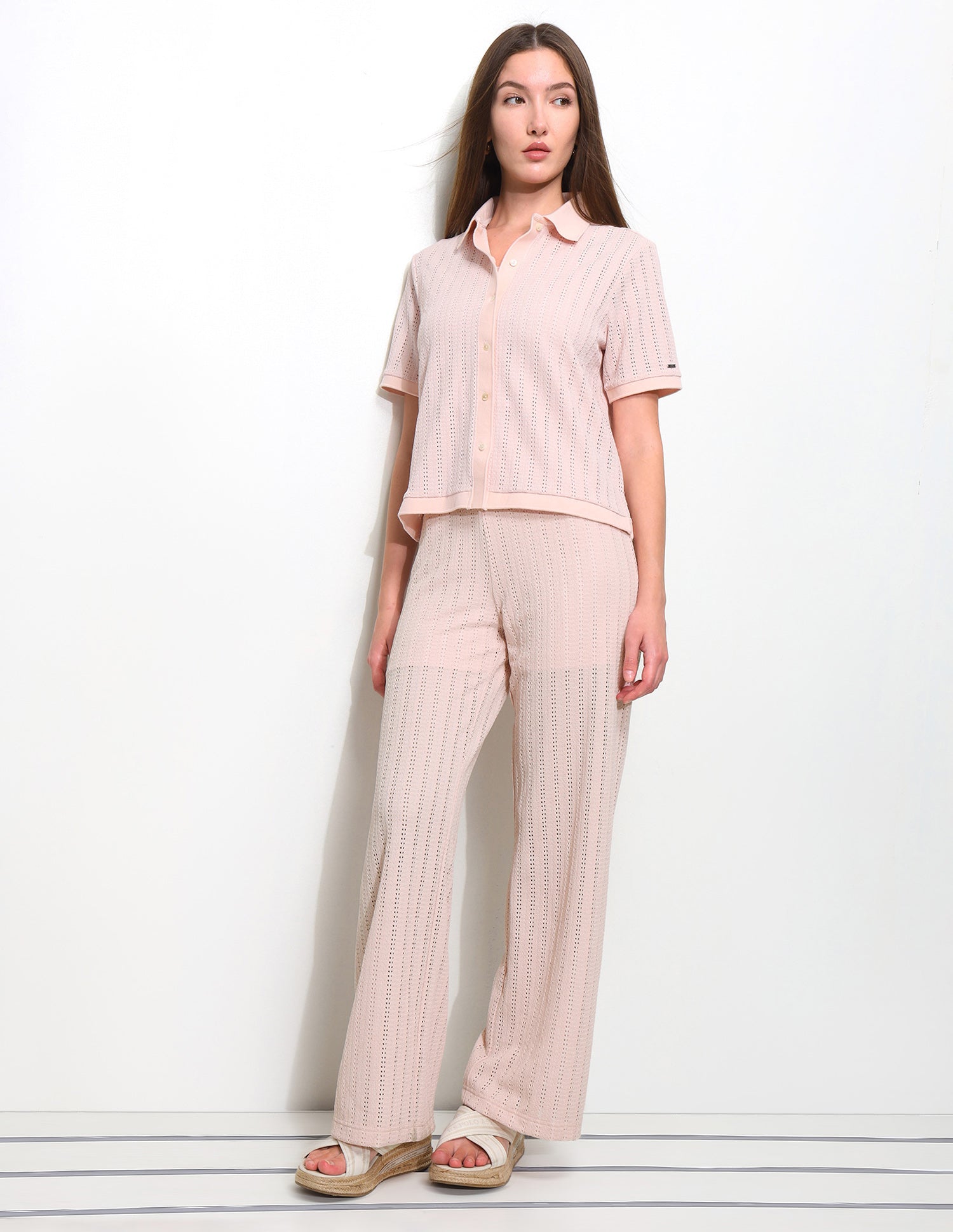Textured Straight Fit Pants