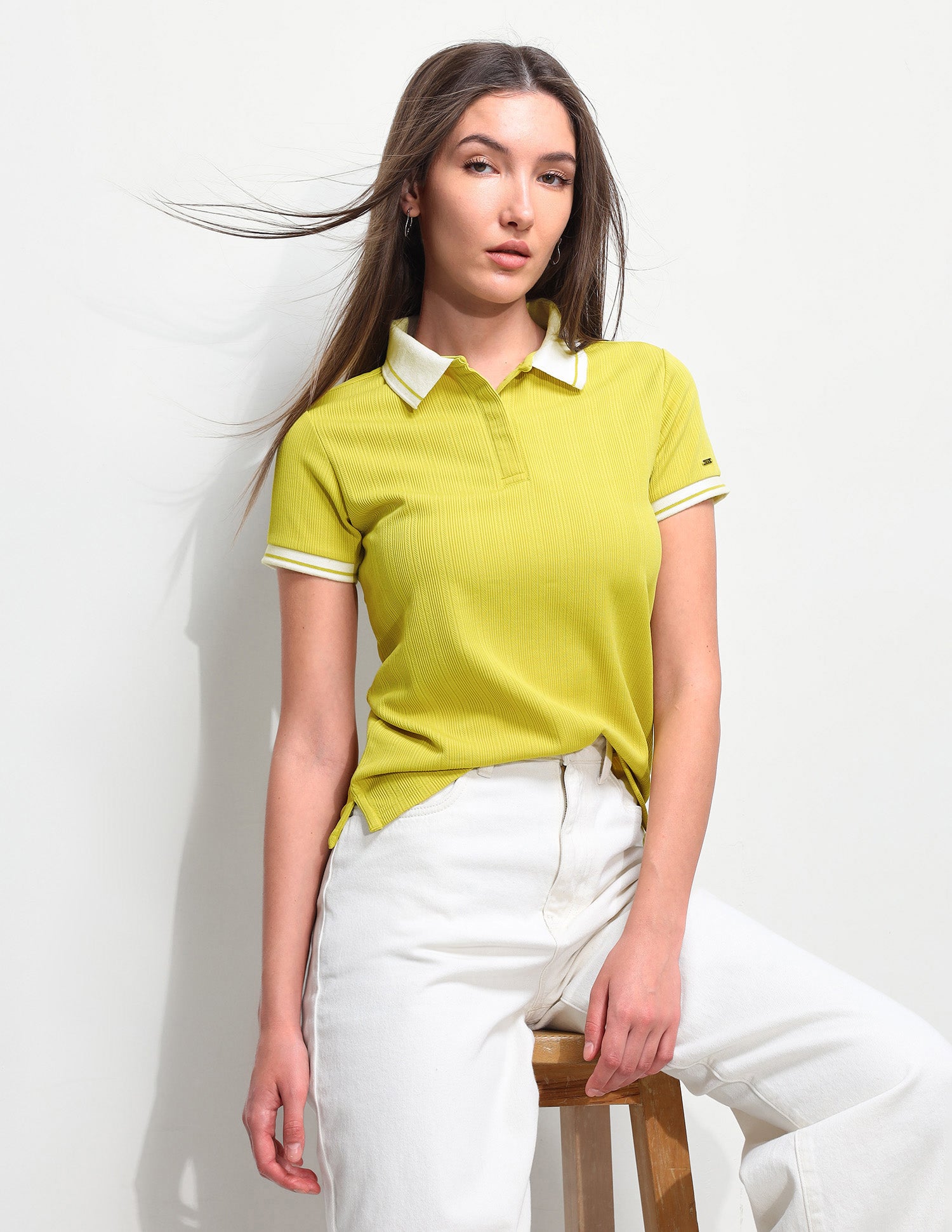 Textured Vertical Striped Regular Fit Polo Shirt