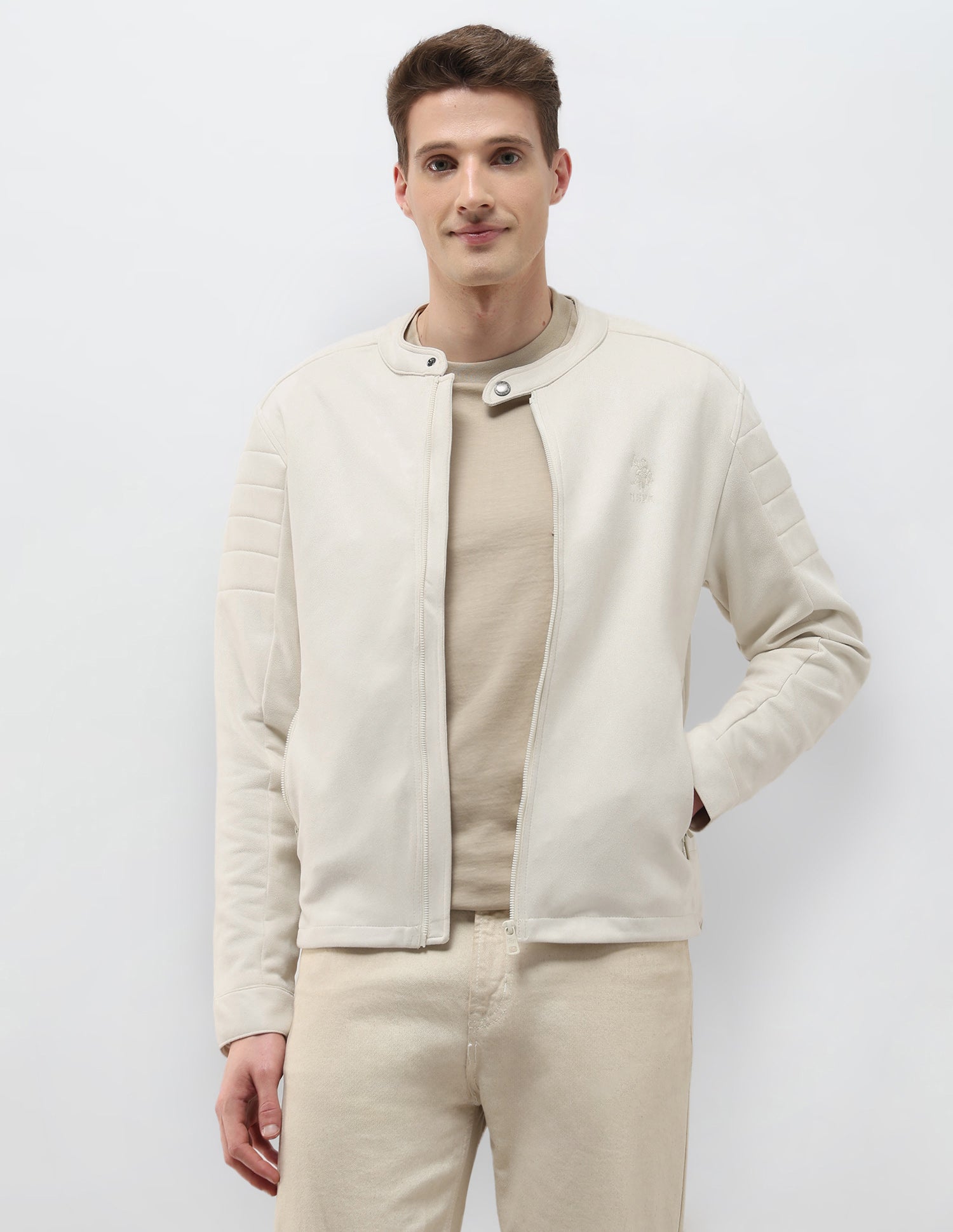 Solid Regular Fit Biker Jacket