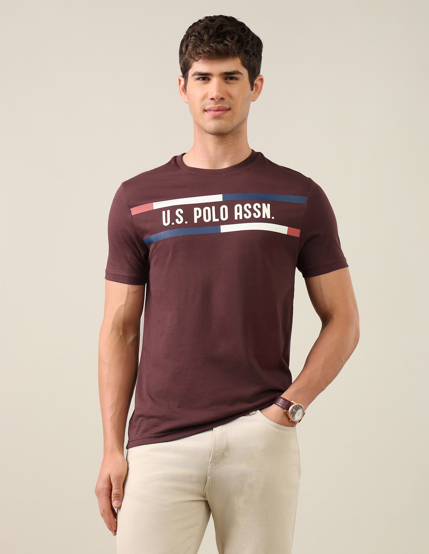 Brand Printed Regular Fit T-Shirt Red - U.S. Polo Assn. India | Large