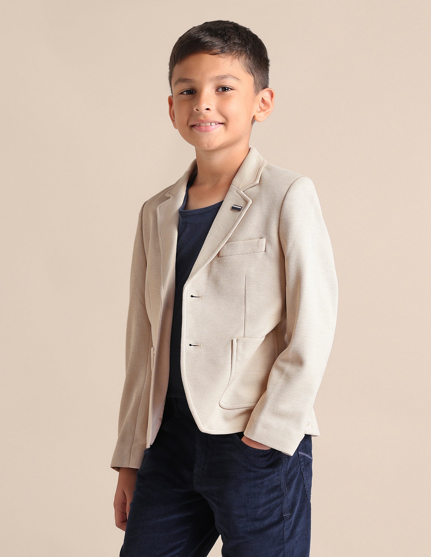 Boys Textured Pattern Blazer