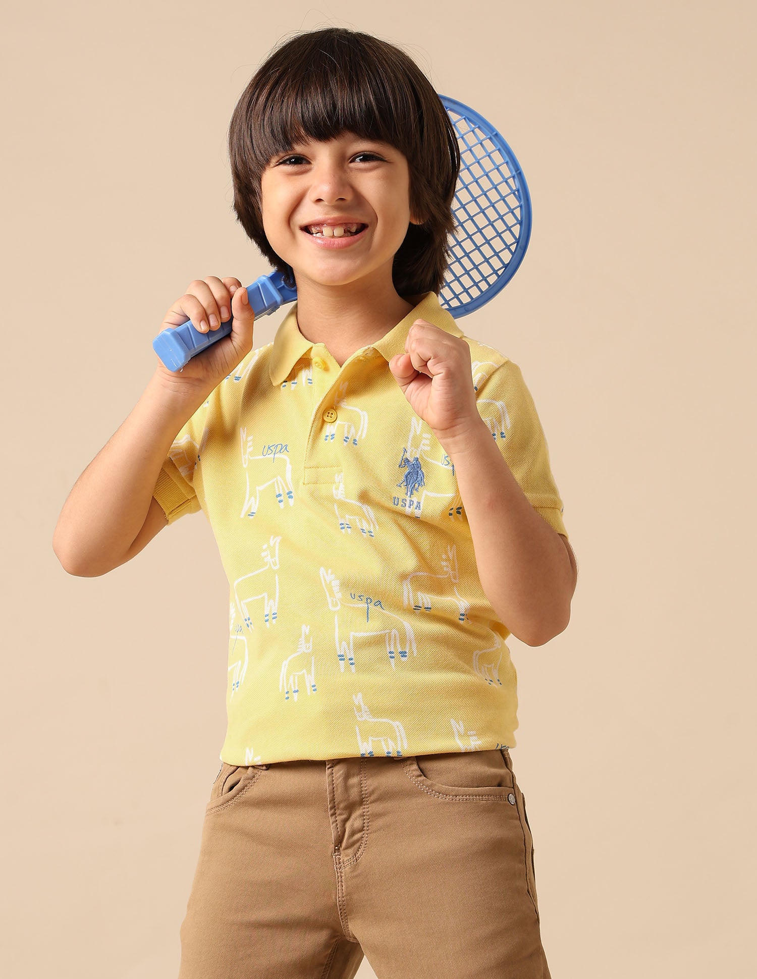 Boys All Over Printed Regular Fit Polo Shirt