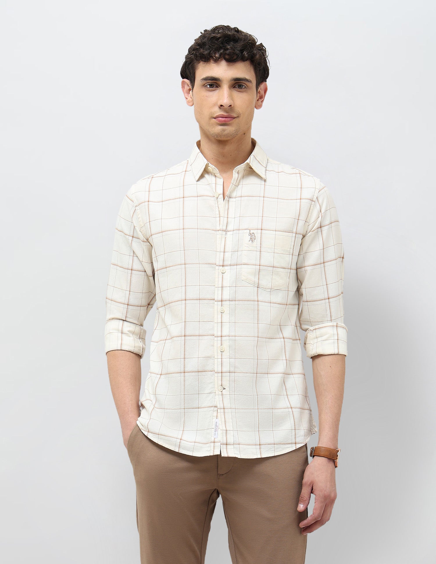 Windowpane Checked Tailored Fit Shirt