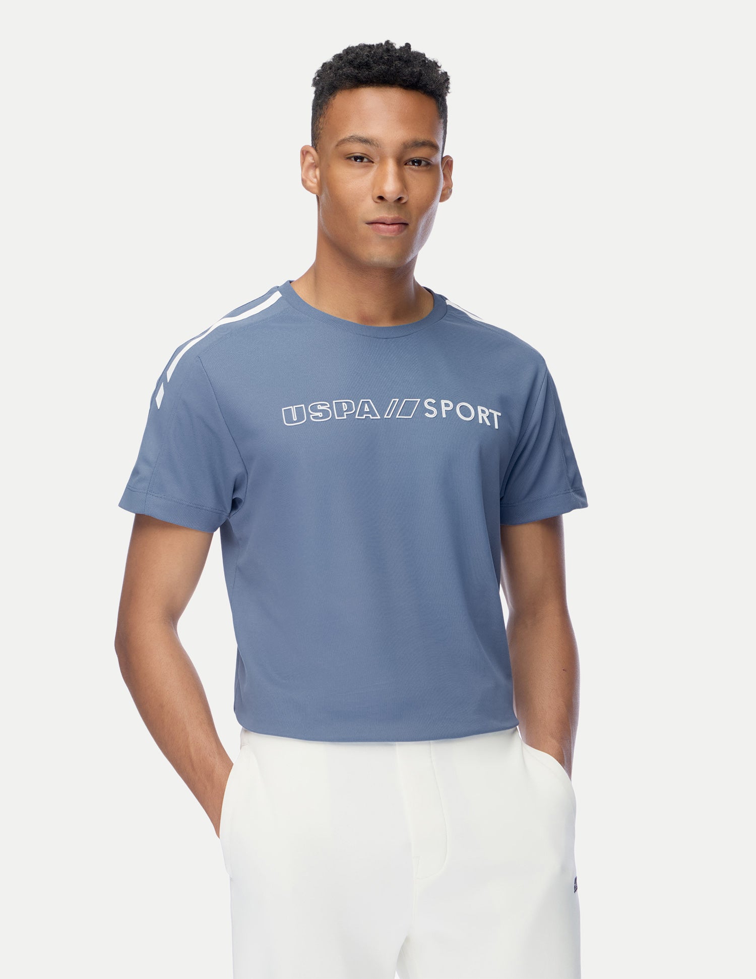 Brand Embossed Regular Fit Active T-Shirt Blue - U.S. Polo Assn. India | Large