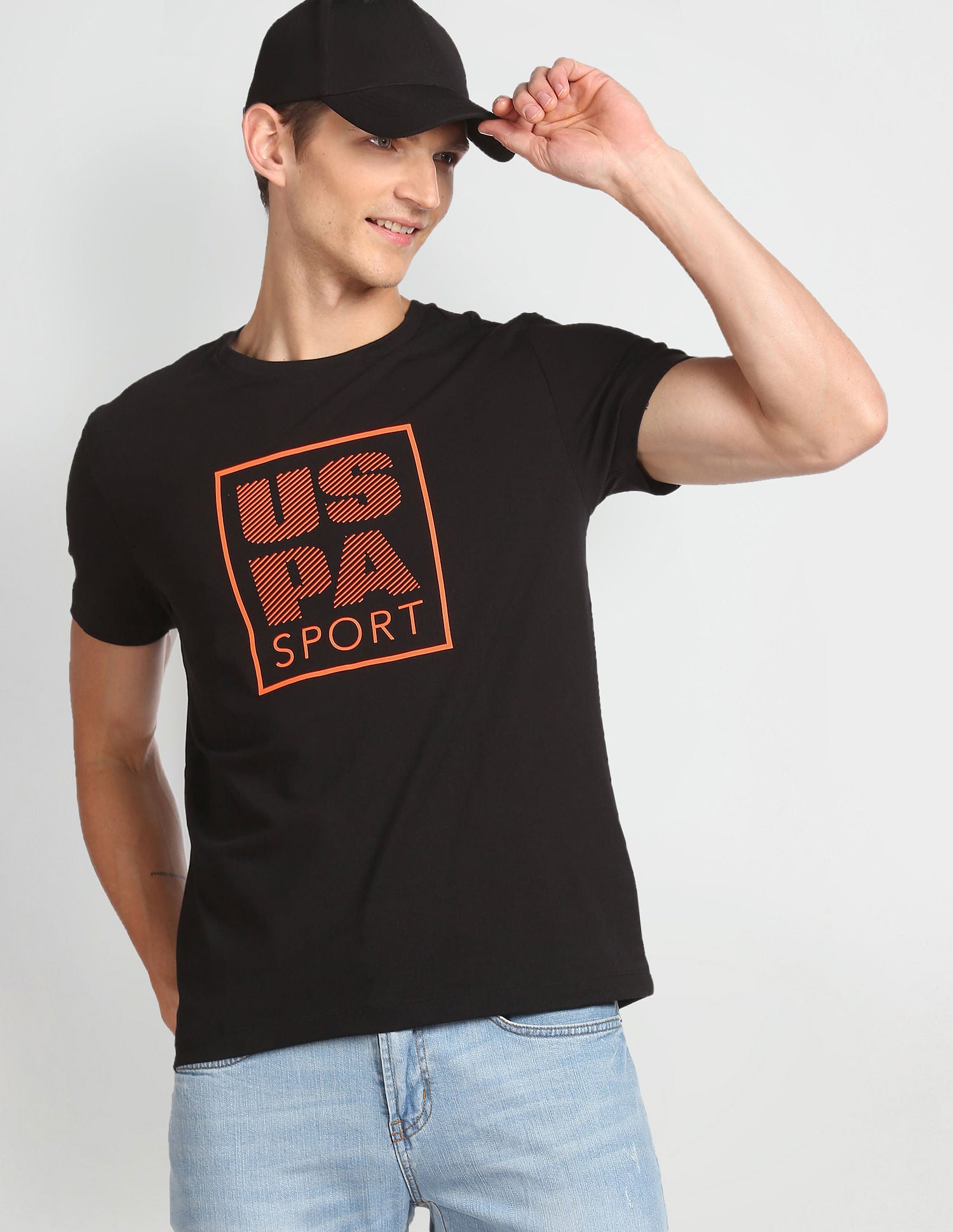 Crew Neck Brand Print T-Shirt Black - U.S. Polo Assn. India | Large