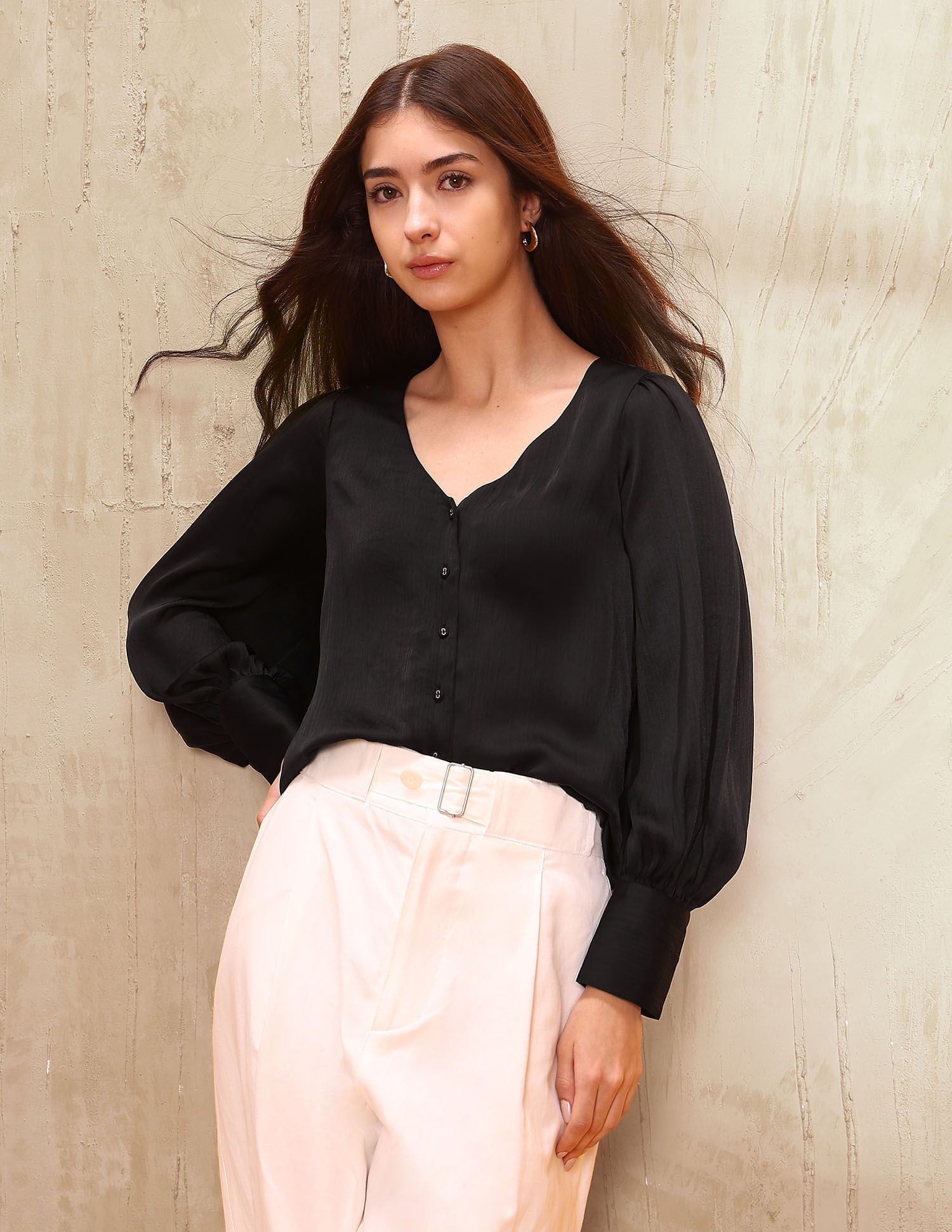 Crinkled Regular Fit Top