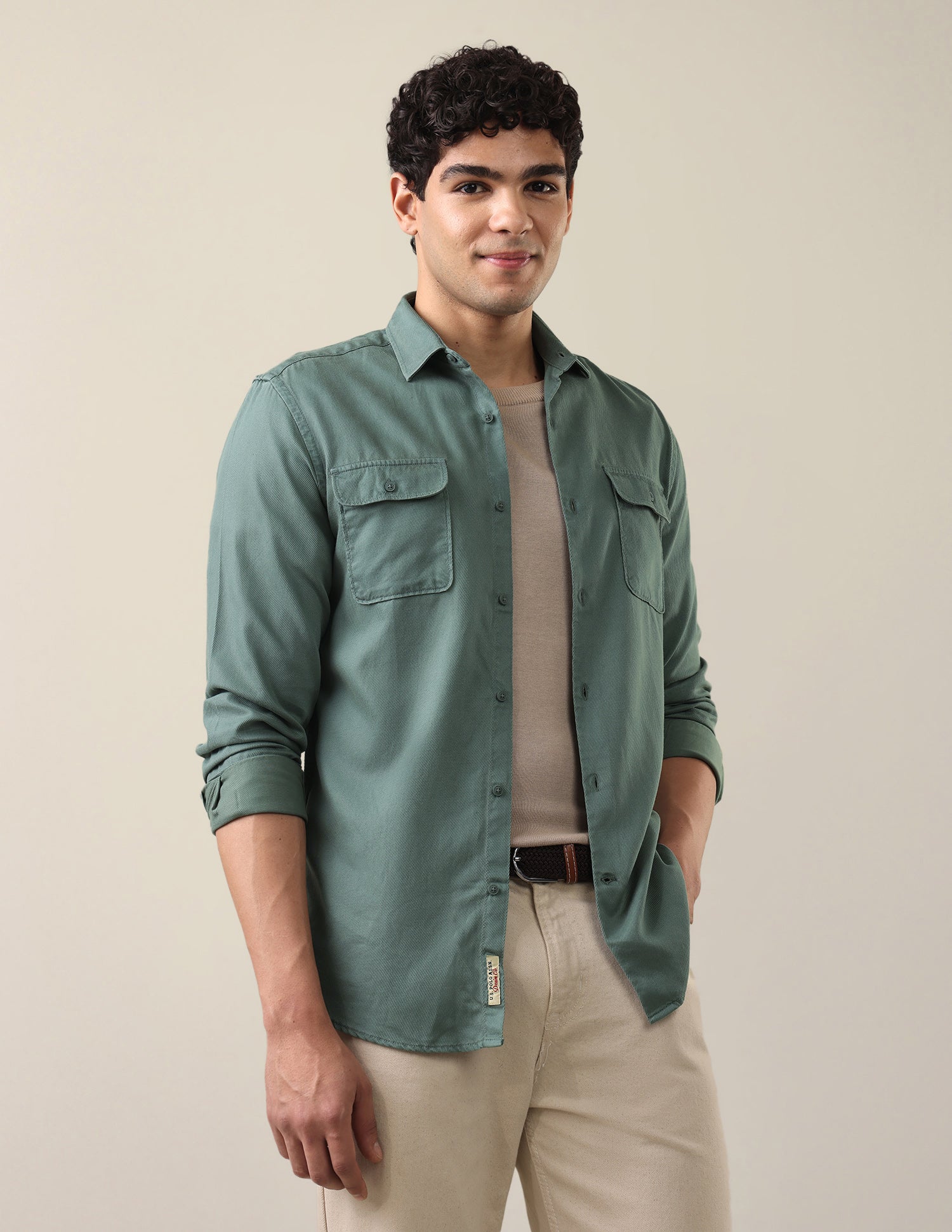 Solid Regular Fit Shirt Green - U.S. Polo Assn. India | Large