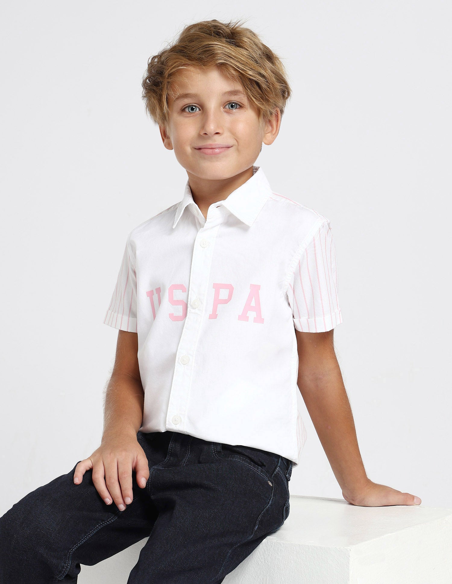 Boys Vertical Striped Regular Fit Shirt