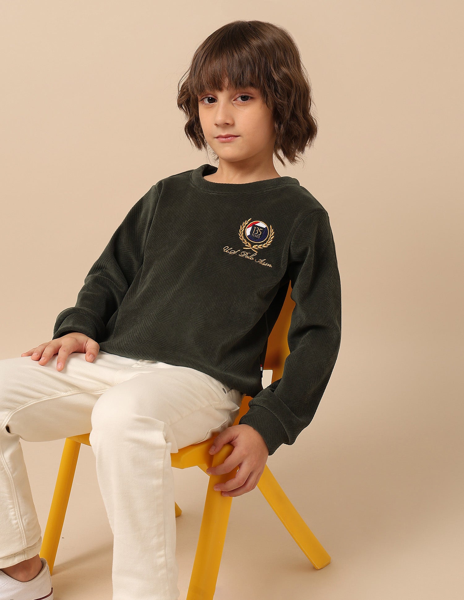 Boys Textured Patterned Knit Regular Fit Sweatshirt