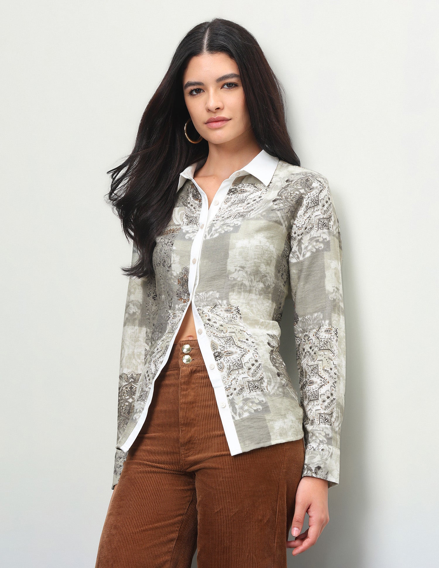 All-Over Printed Regular Fit Shirt Beige - U.S. Polo Assn. India | Large