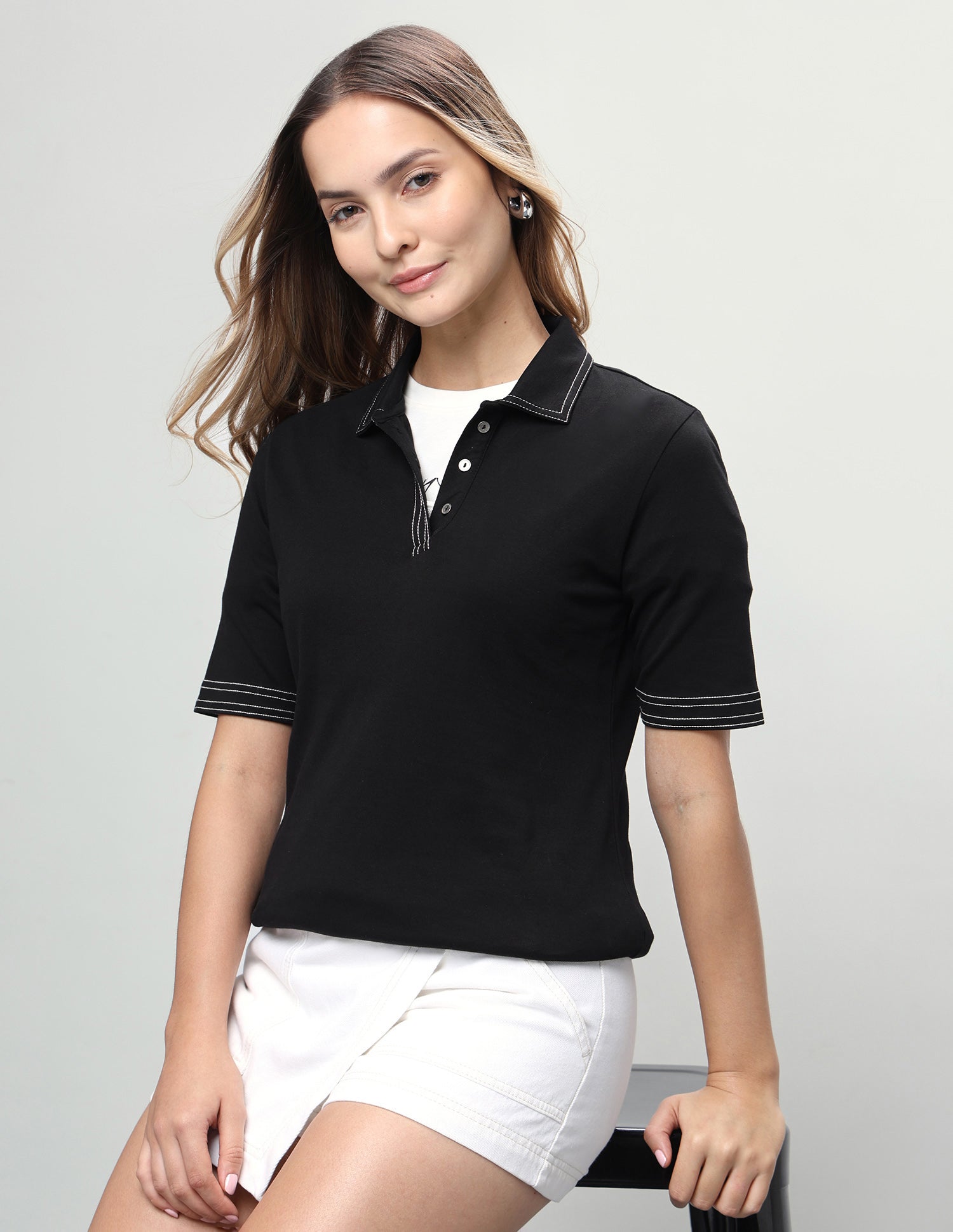 Solid Regular Fit Polo Shirt Black - U.S. Polo Assn. India | Large