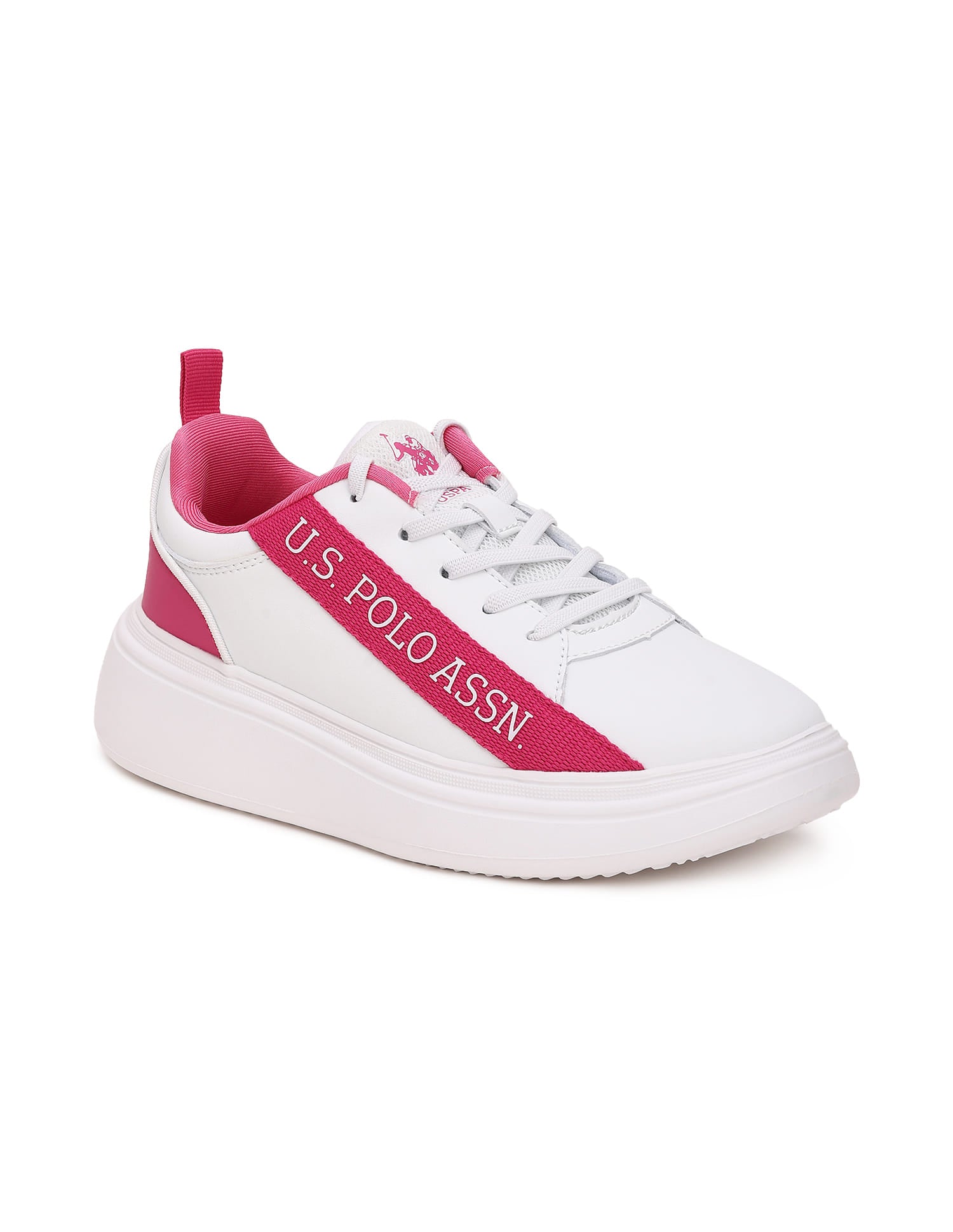 Women Brand Tape Lianna Sneakers White and Pink - U.S. Polo Assn. India | Large