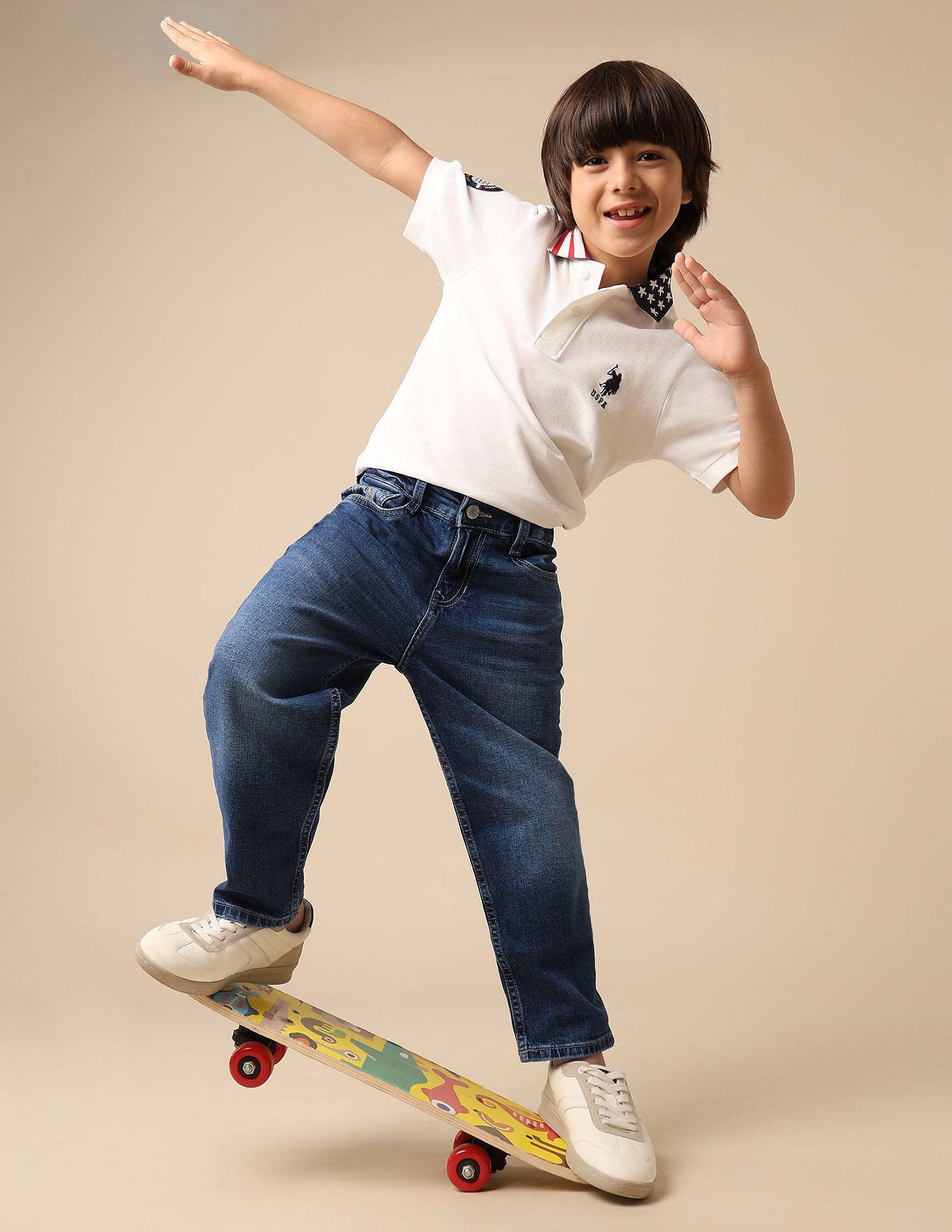 Boys Whiskered Baggy Fit Jeans
