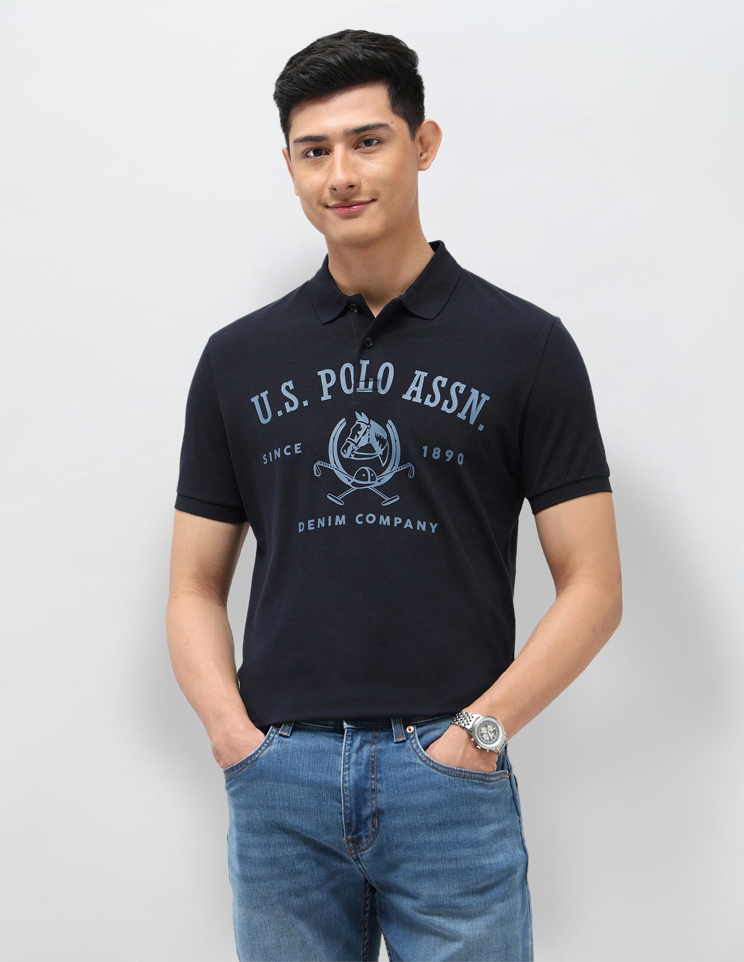 Graphic Printed Pure Cotton Polo Shirt