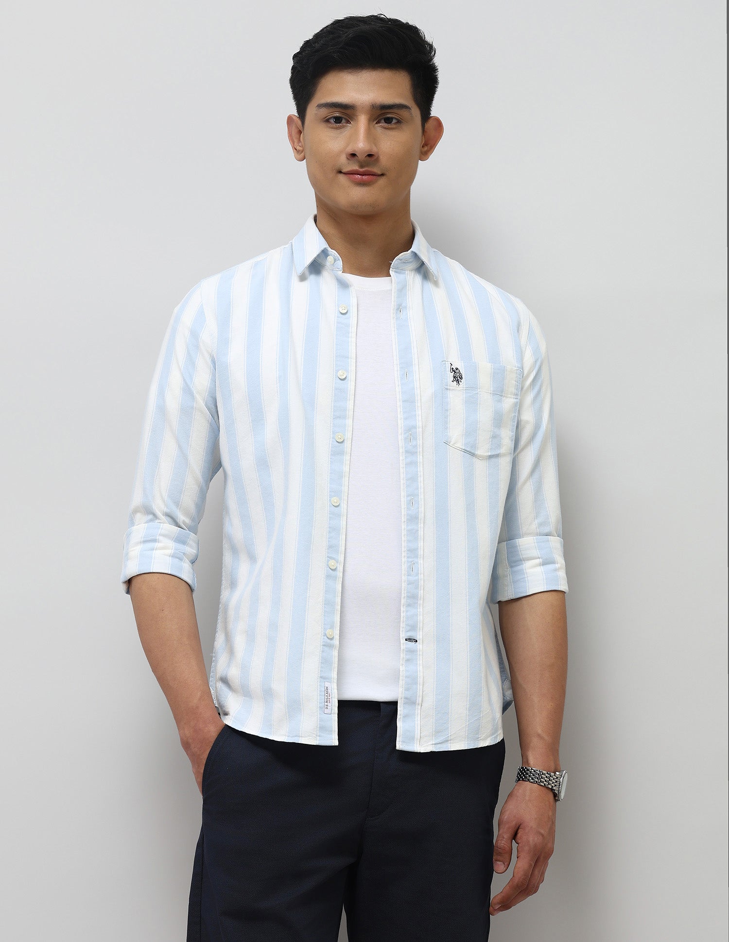 Oxford Tailored Fit Shirt Light Blue - U.S. Polo Assn. India | Large