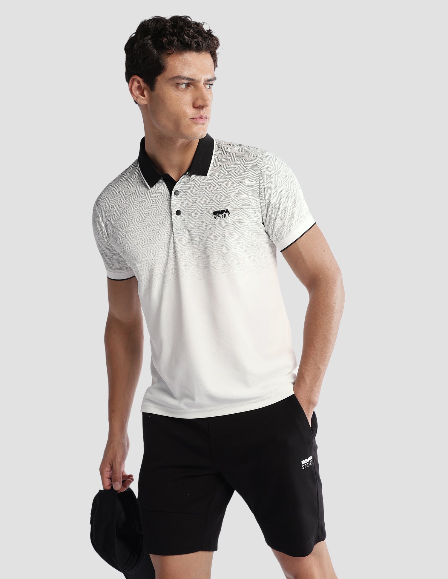Geometric Printed Regular Fit Active Polo Shirt