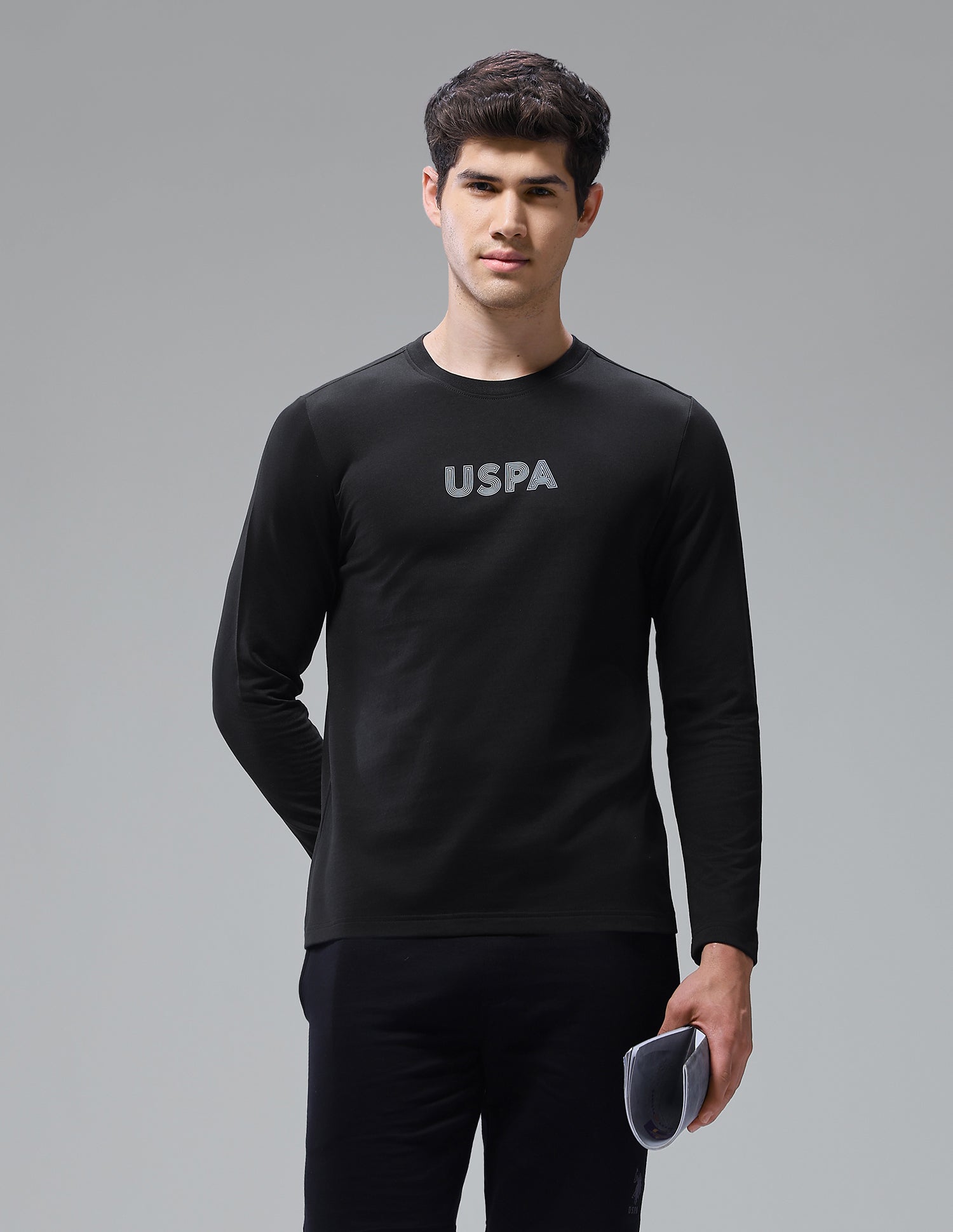 Solid Comfort Fit Loungewear T-Shirt Black - U.S. Polo Assn. India | Large