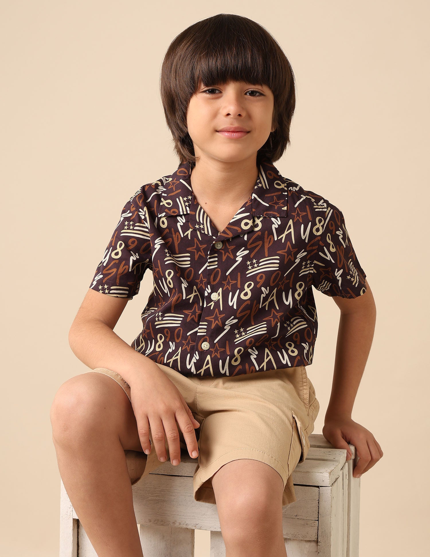 Boys All Over Printed Cuban Shirt