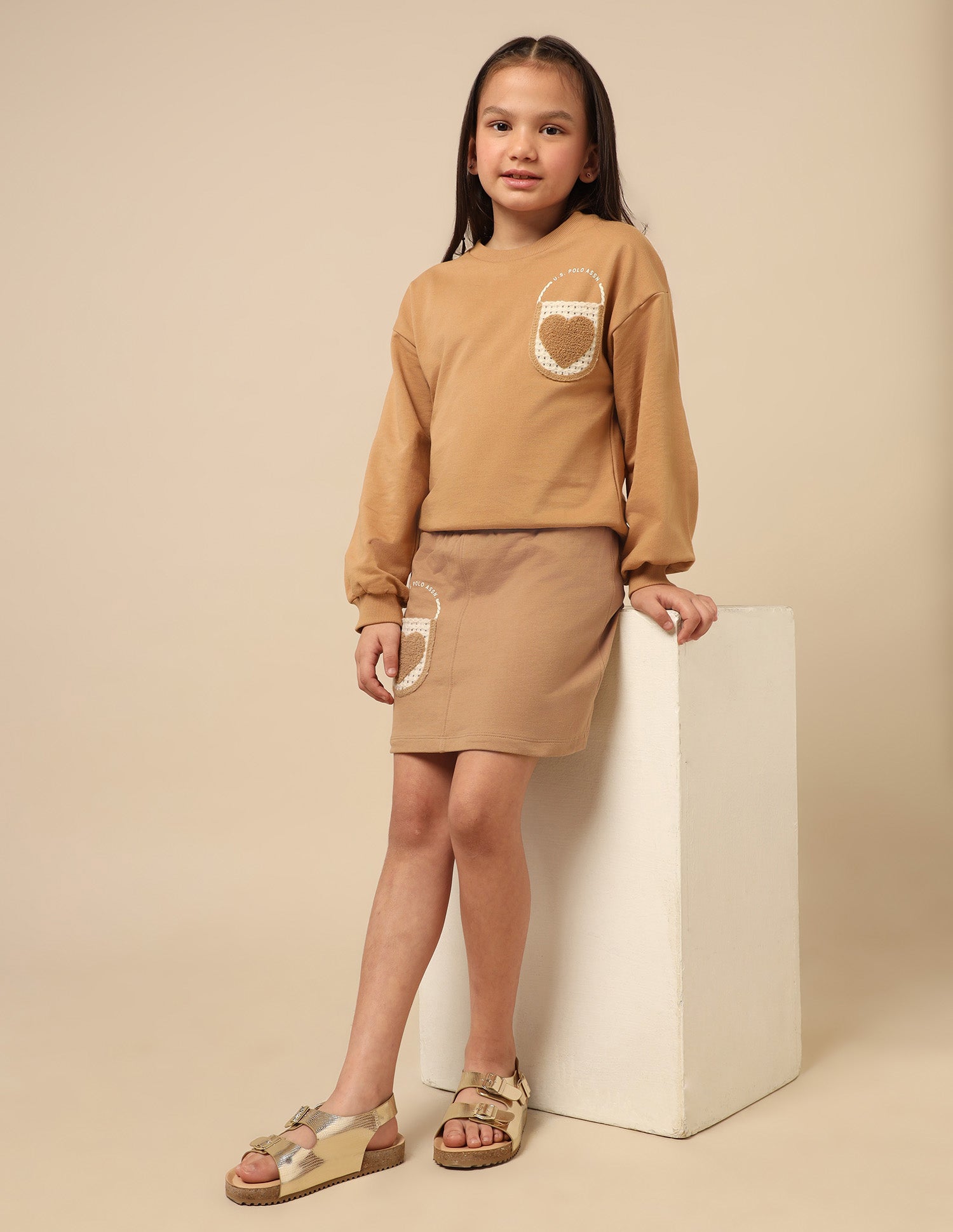 Girls Solid A-Line Skirt