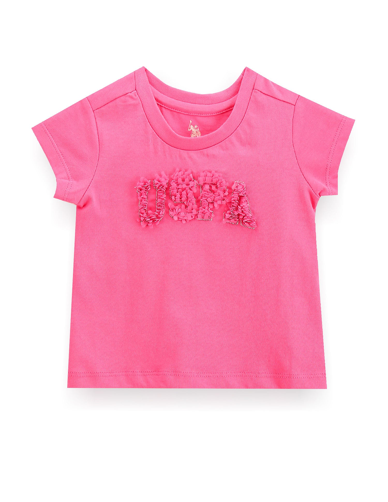Girls Petal Logo Cotton T-Shirt Pink - U.S. Polo Assn. India | Large