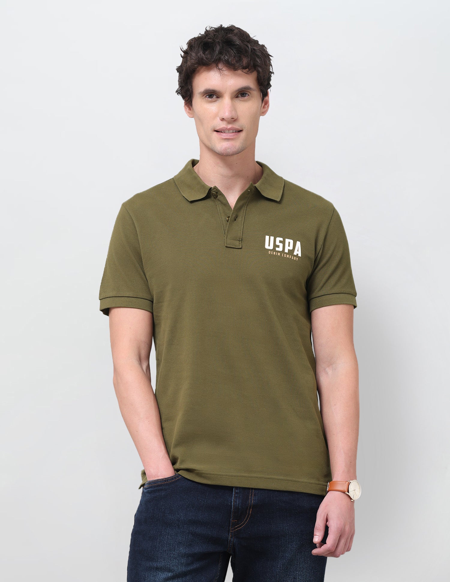 Brand Printed Slim Fit Polo Shirt