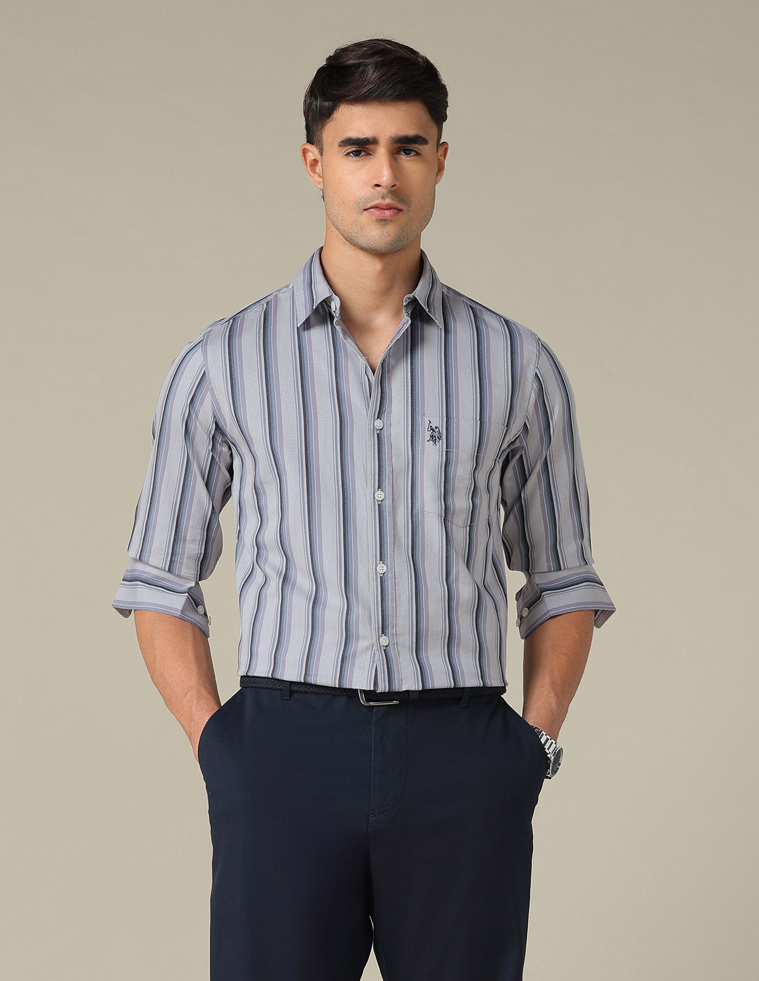 Tailored Fit Vertical Striped Shirt