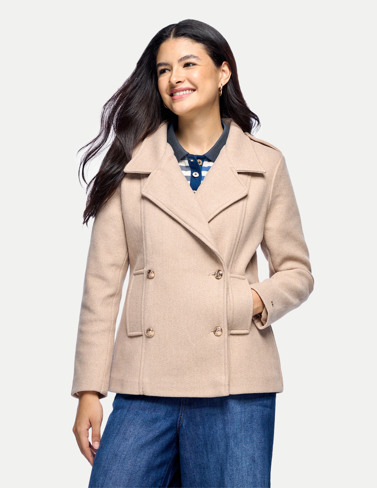 Double Breasted Blazer Jacket Beige - U.S. Polo Assn. India | Large