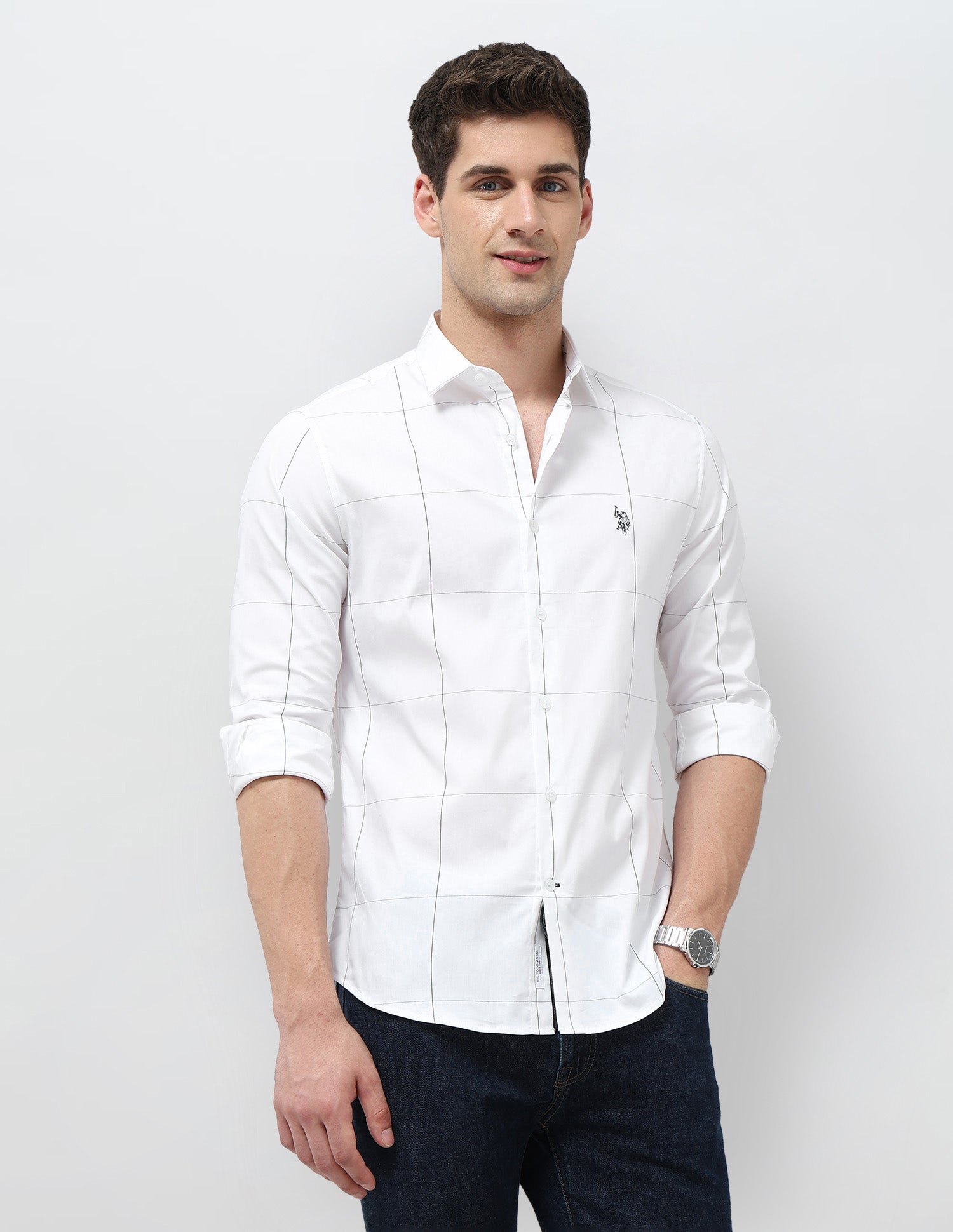 Twill Tailored Fit Shirt White - U.S. Polo Assn. India | Large