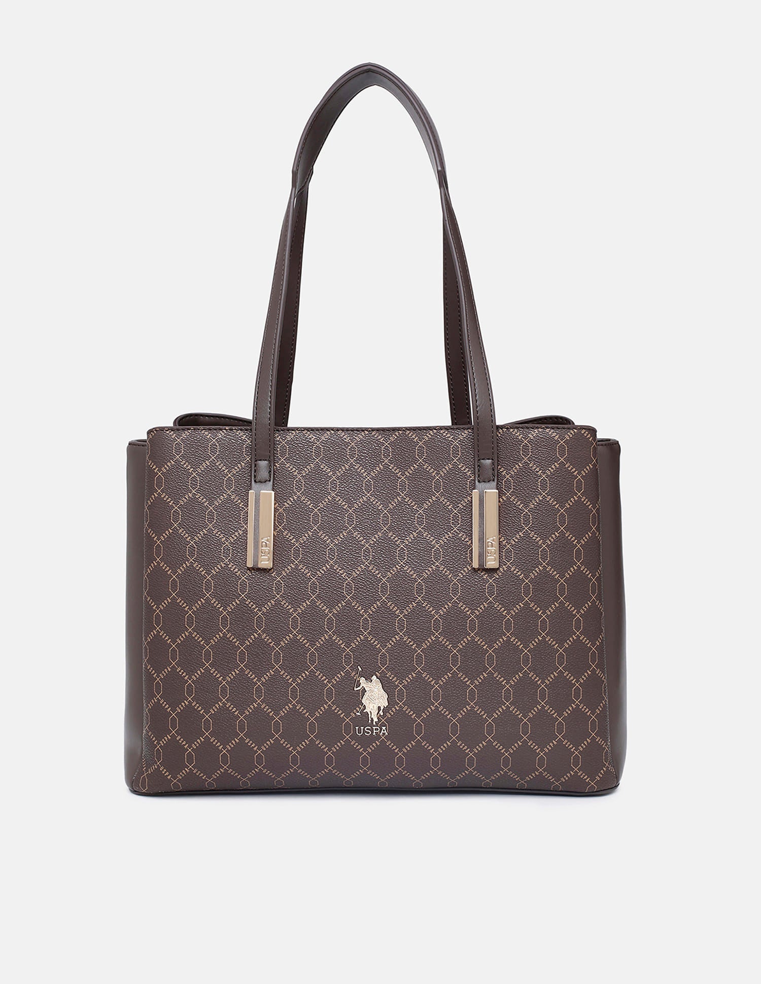 Cia Monogram Tote Bag Brown - U.S. Polo Assn. India | Large