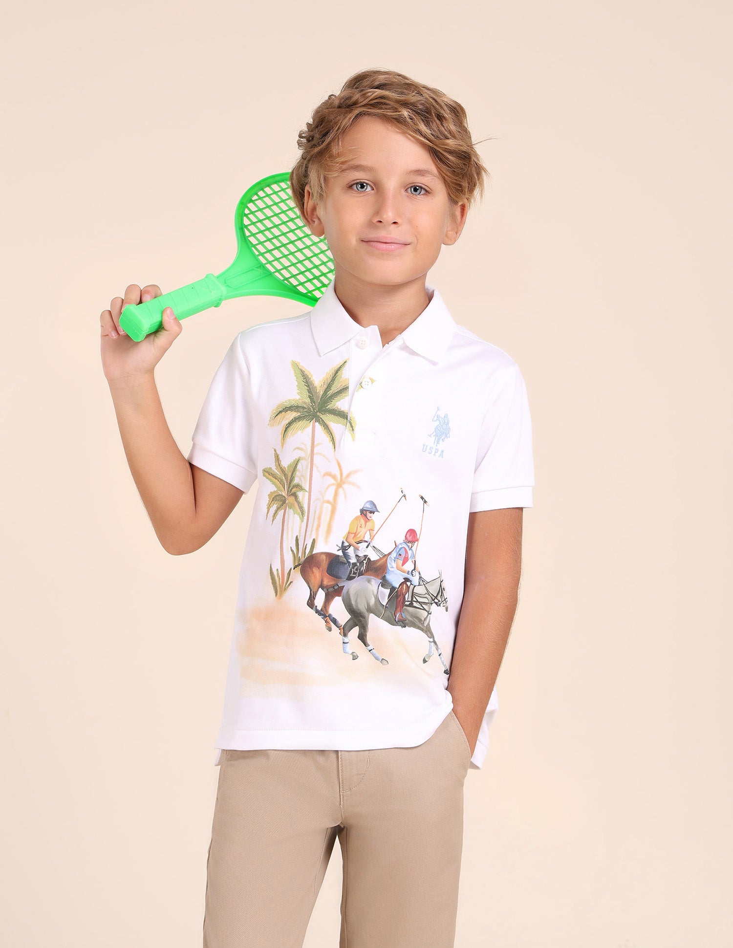 Boys Graphic Printed Regular Fit Polo Shirt