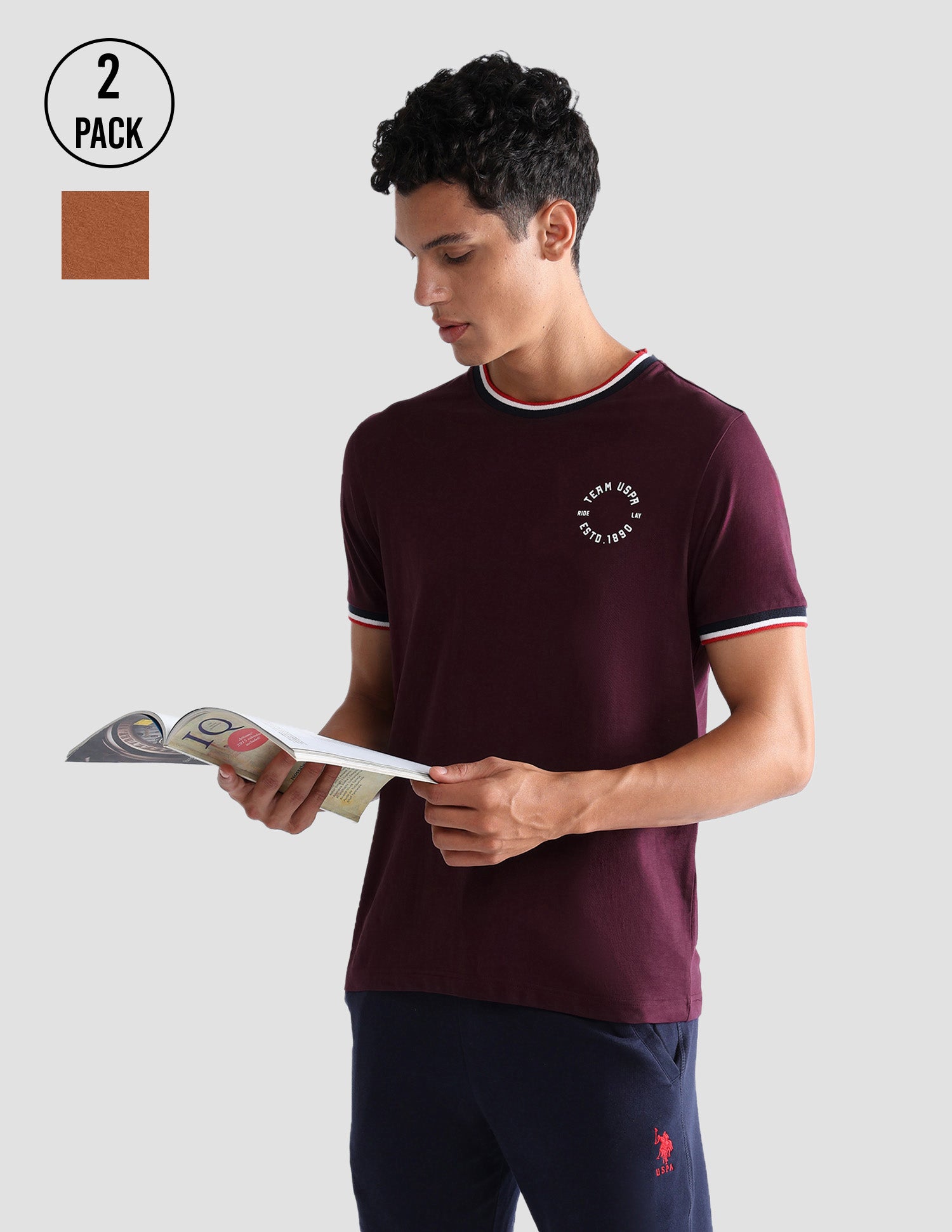 Comfort Fit Pure Cotton OEE01 Lounge T-Shirt - Pack Of 2