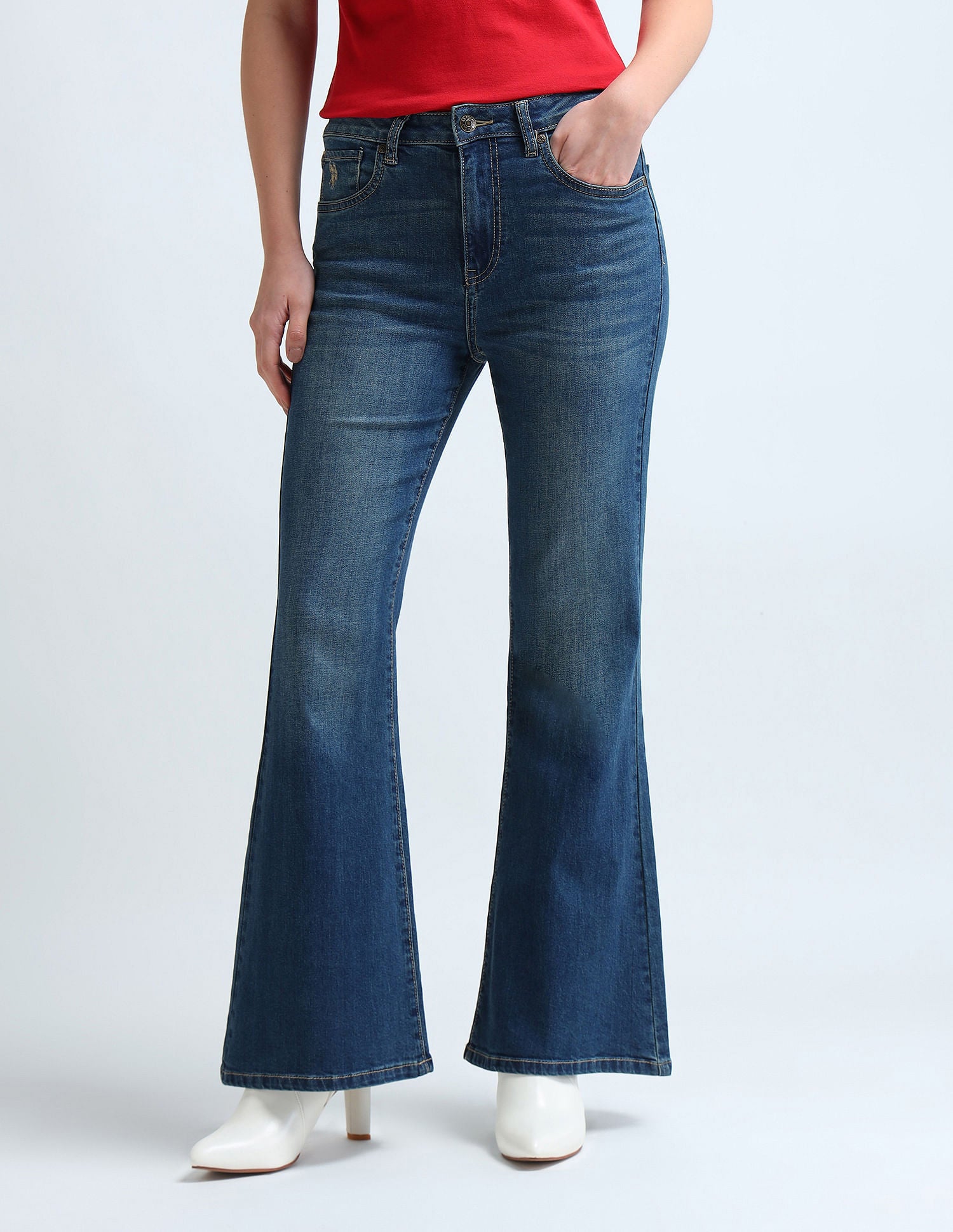 Floor Flared Fit Blue Jeans