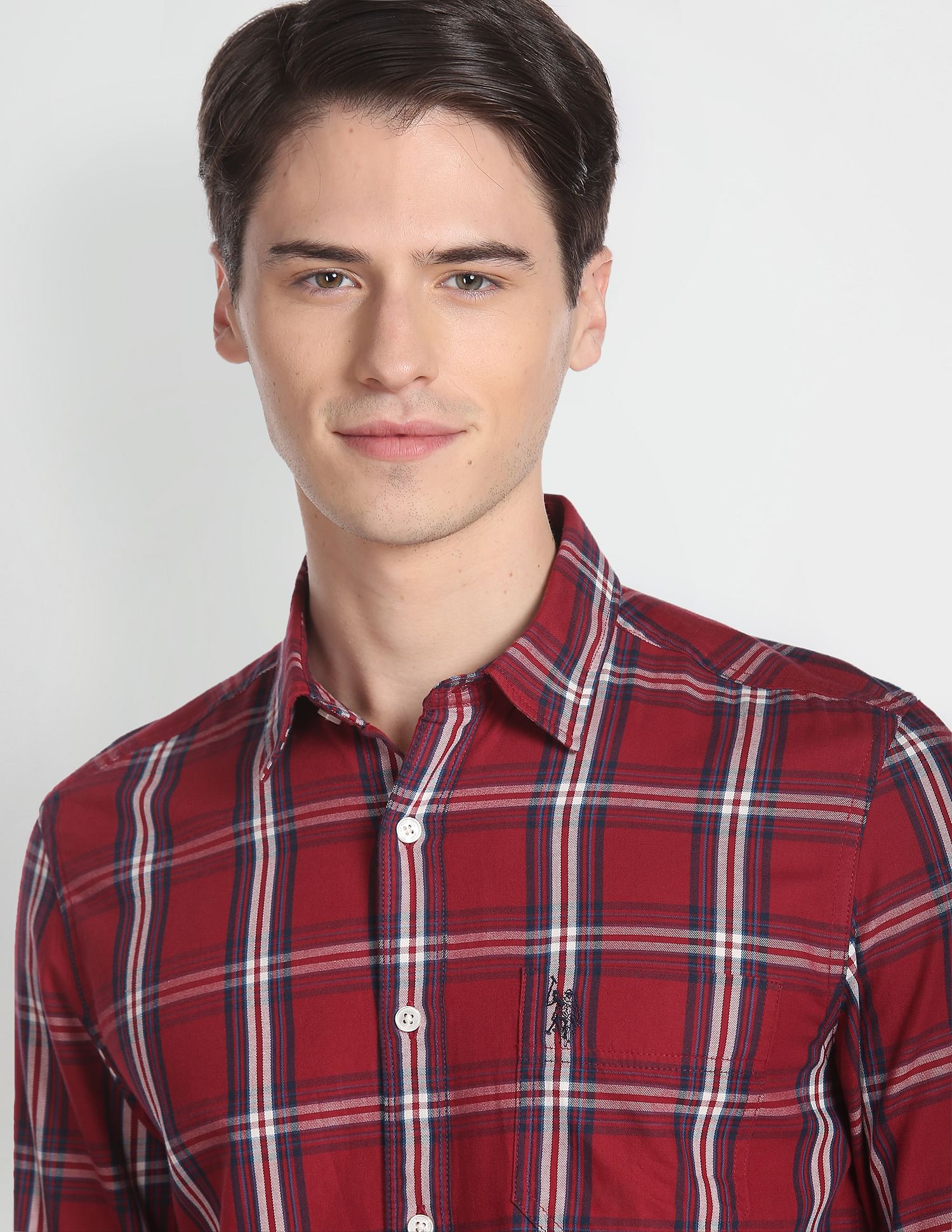 Spread Collar Twill Formal Shirt Maroon - U.S. Polo Assn. India | Large