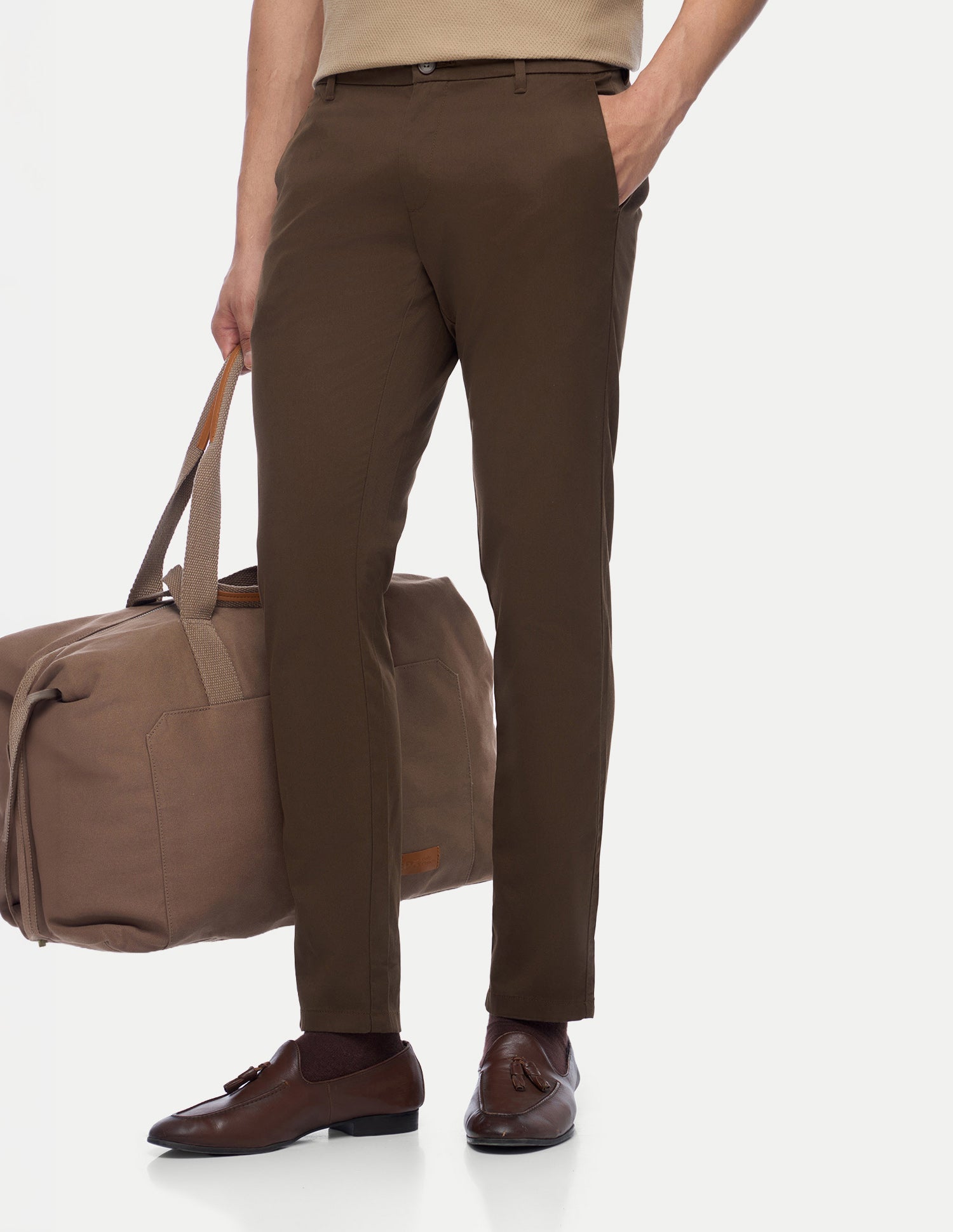 Austin Trim Regular Fit Twill Trousers Dark Brown - U.S. Polo Assn. India | Large
