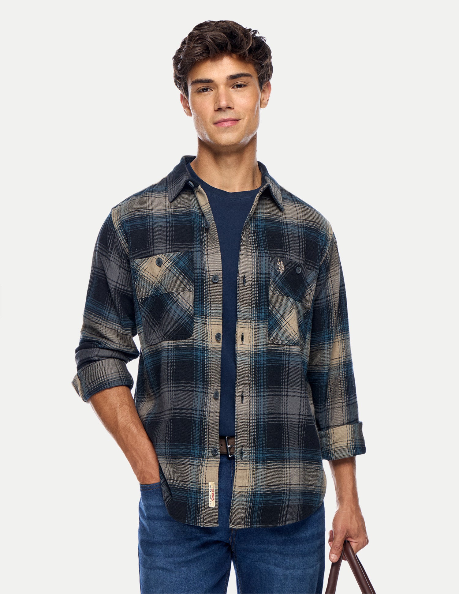 Checked Regular Fit Shacket Navy - U.S. Polo Assn. India | Large