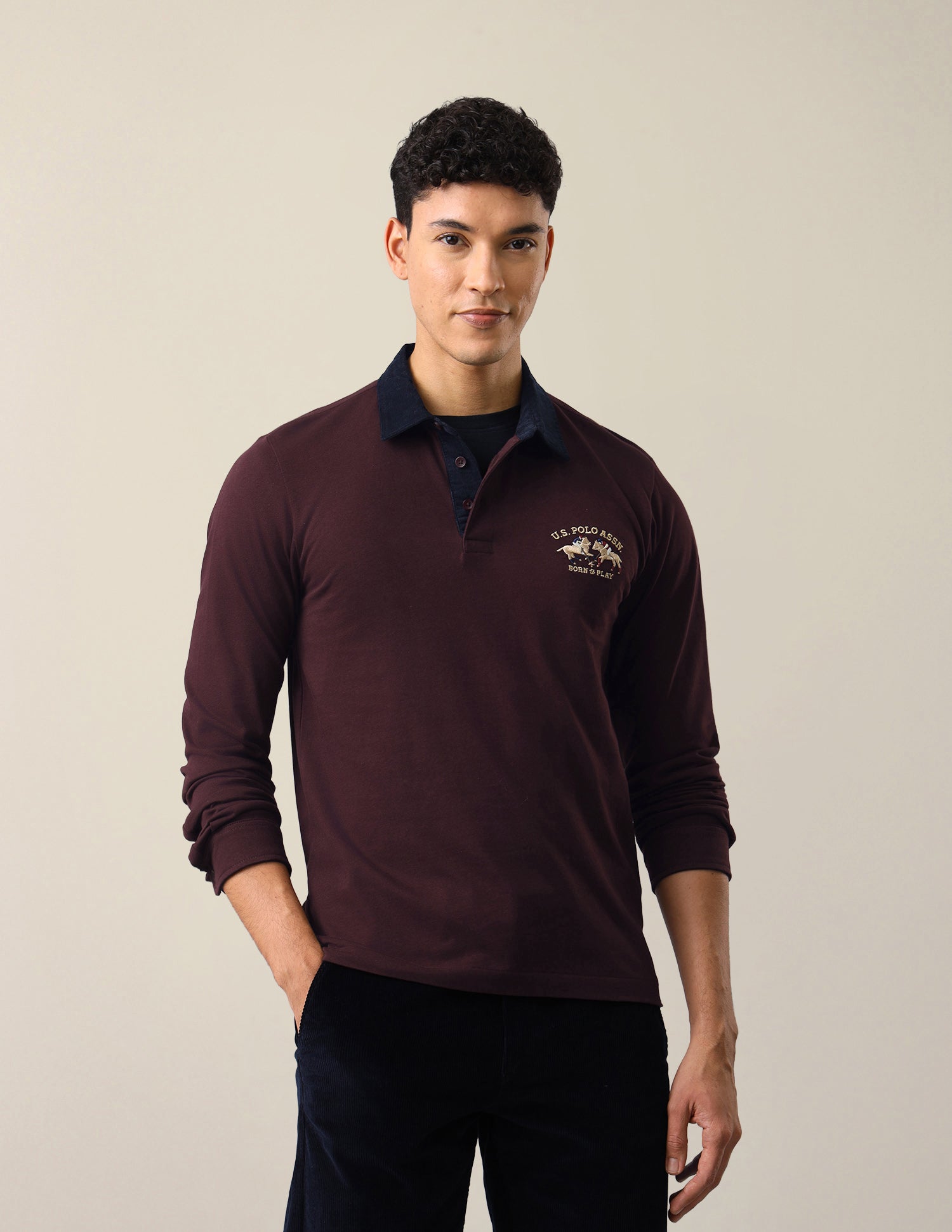 Solid Slim Fit Polo Shirt Maroon - U.S. Polo Assn. India | Large