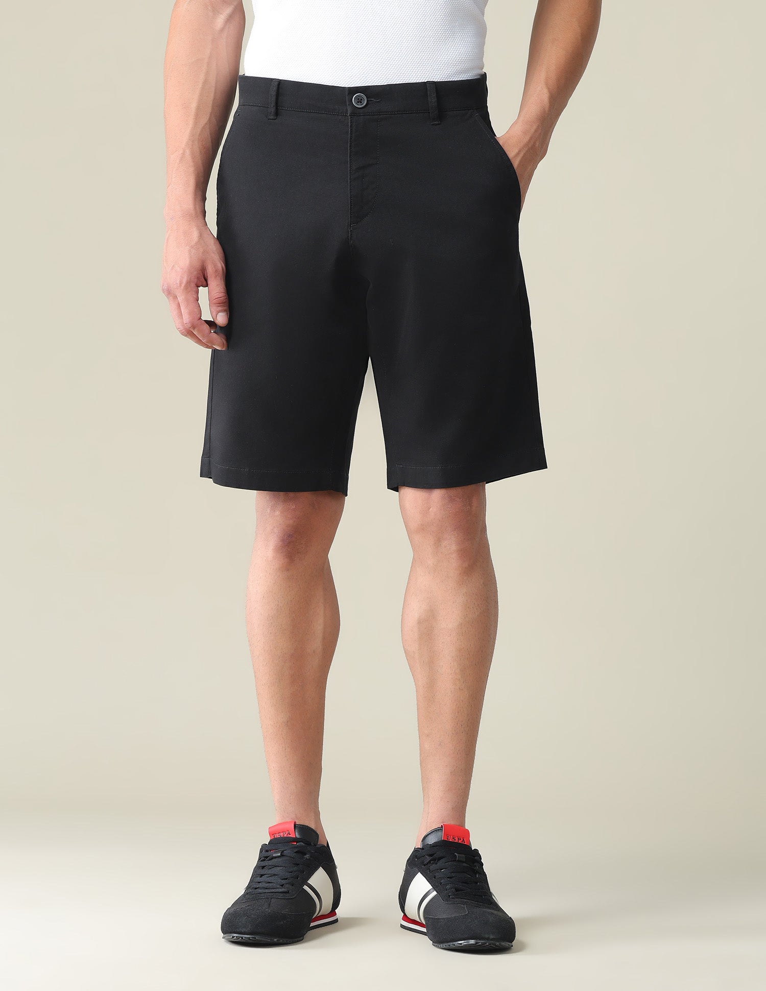 Mid Rise Solid Slim Fit Shorts