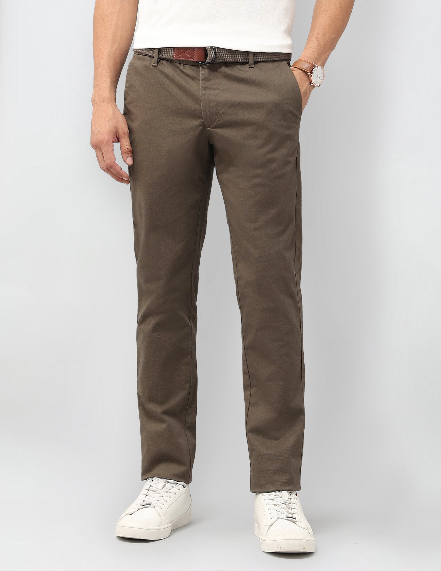 Denver Slim Fit Satin Trousers Brown - U.S. Polo Assn. India | Large