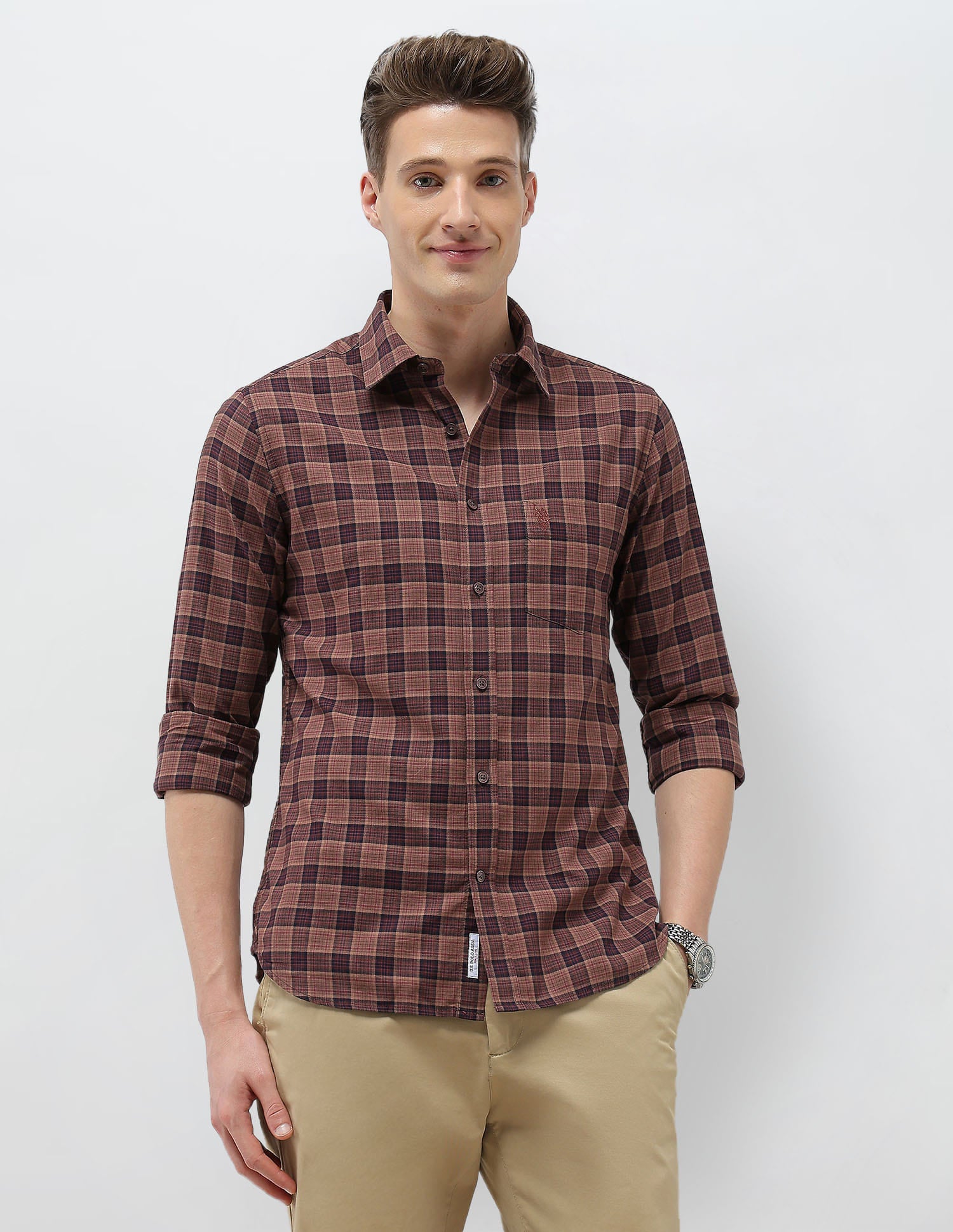 Tartan Checked Elevnado Shirt Maroon - U.S. Polo Assn. India | Large