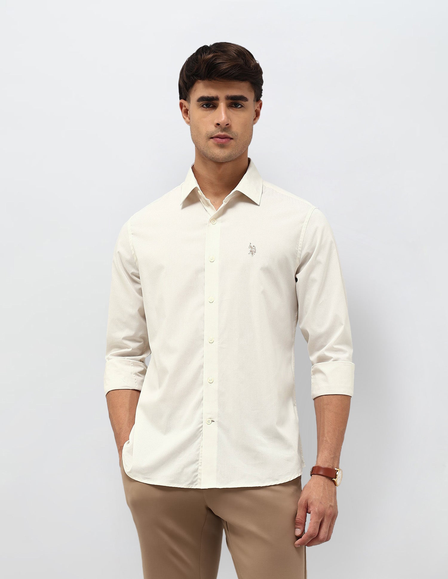 Micro Checked Tailored Fit Shirt