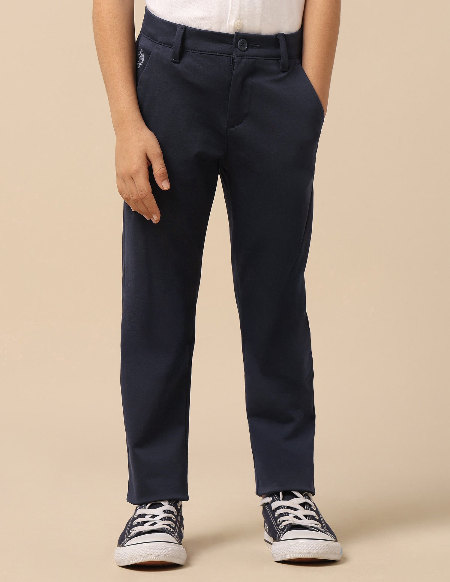 Boys Solid Slim Fit Trousers