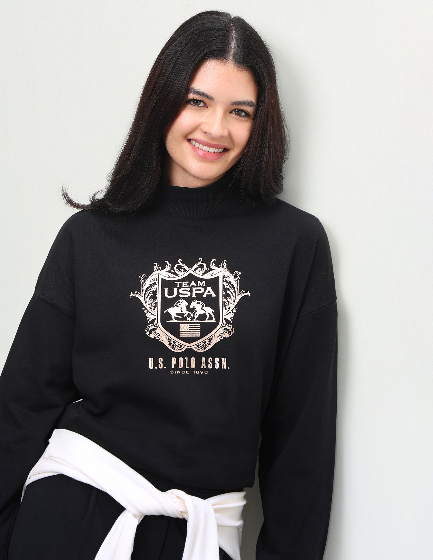 Graphic Brand Printed Oversized Fit Sweatshirt Black - U.S. Polo Assn. India | Large