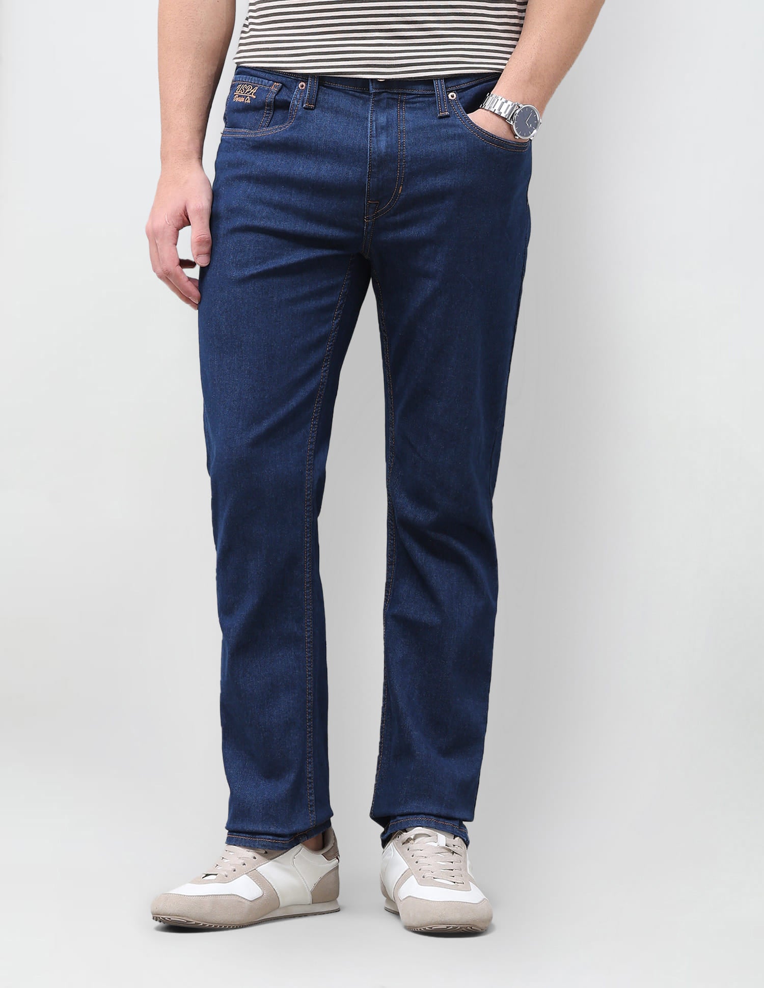 Solid Slim Straight Fit Jeans Blue - U.S. Polo Assn. India | Large