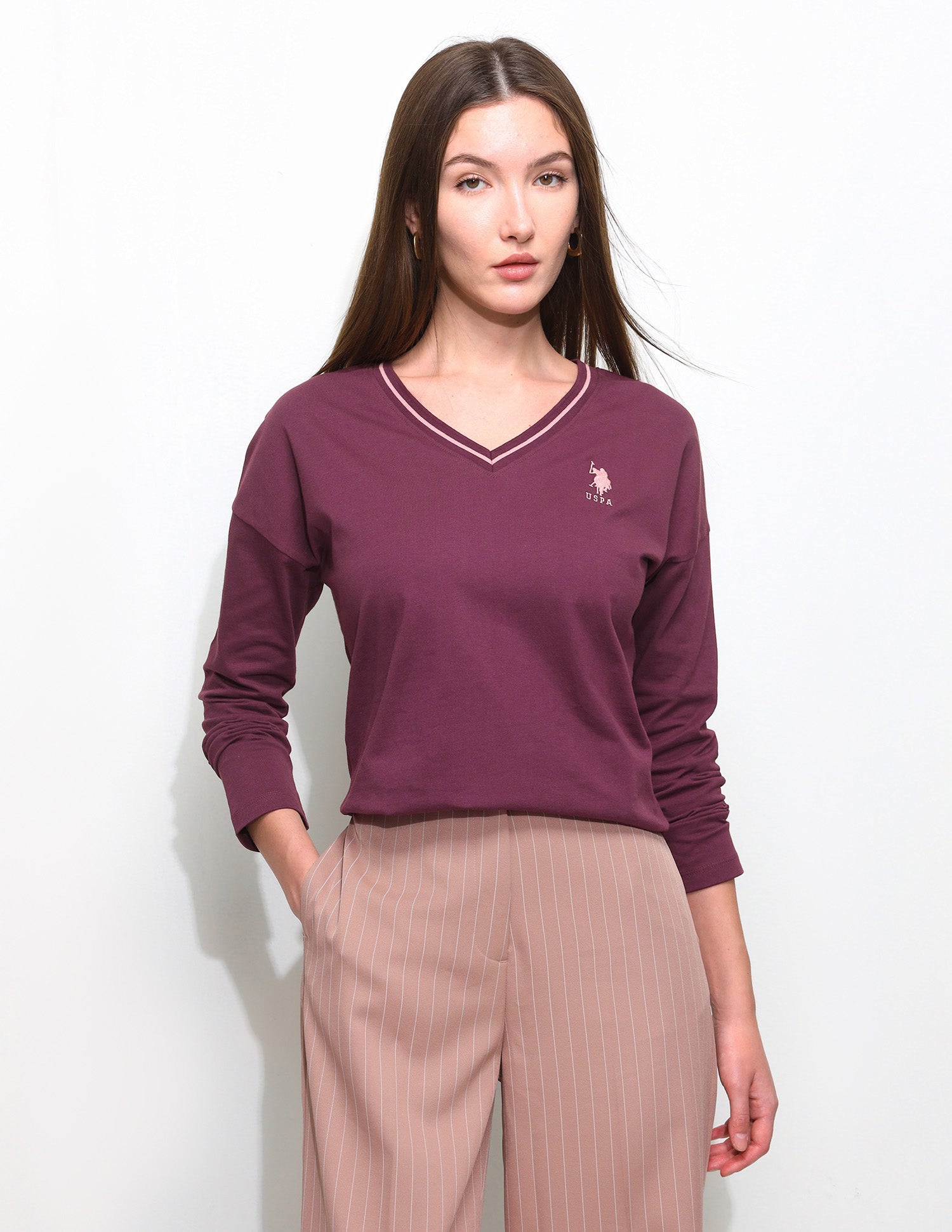 Relaxed Fit Drop Shoulder T-Shirt Wine - U.S. Polo Assn. India | Large