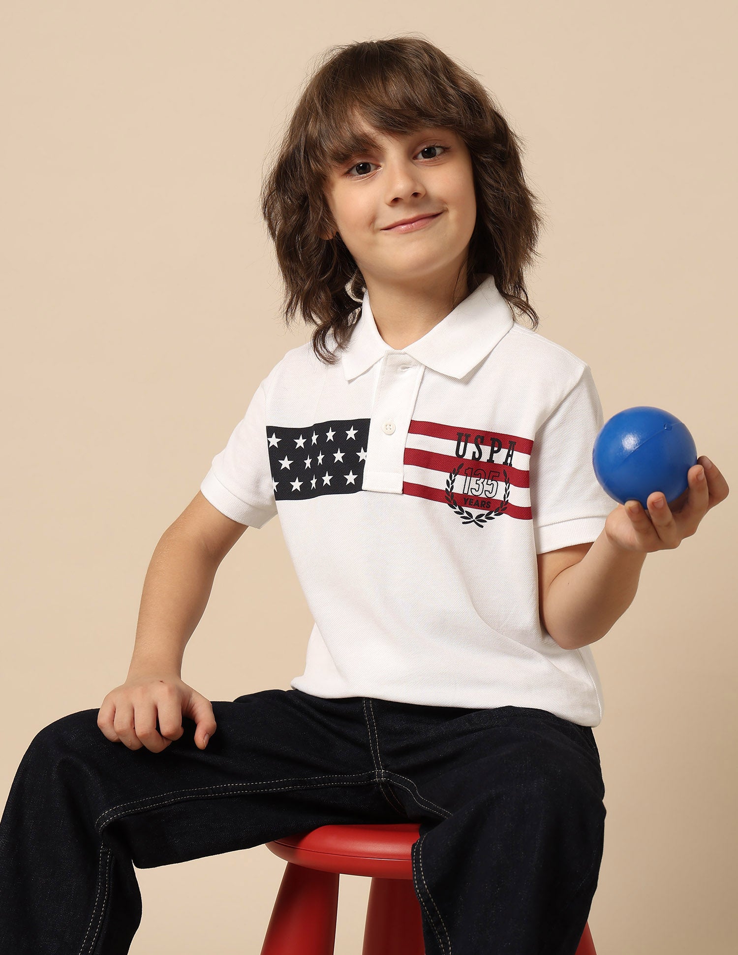 Boys Graphic Printed Regular Fit Polo Shirt